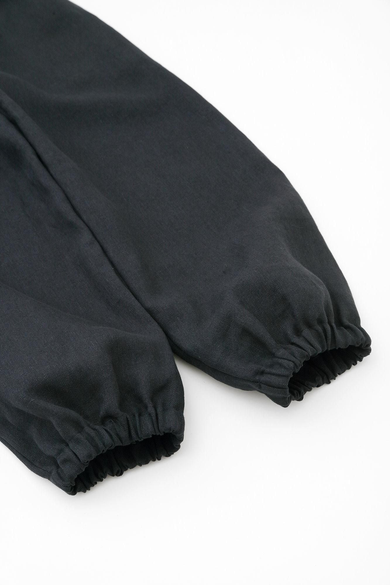 麻 斜紋織 作務衣下裝／暗藍色