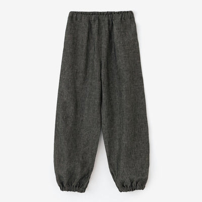 麻 斜紋織 作務衣下裝／黑灰色