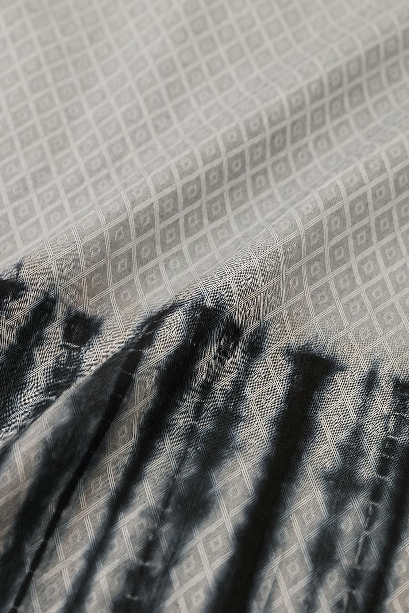 Tabata Tie-dye Fine Weave Pattern Fubi Kimono Shirt Shirt / Tesuji Tie-dye Light Grey
