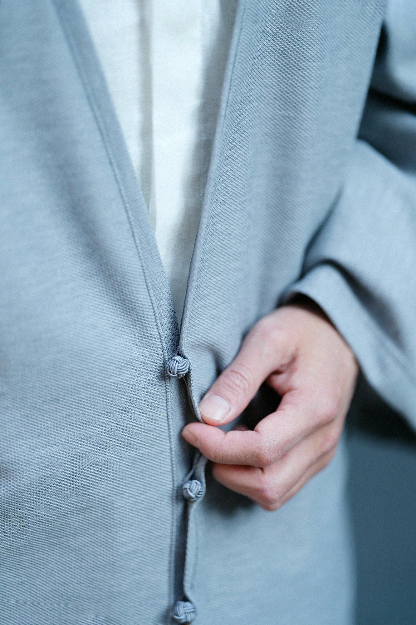 Cotton × Coolmax(R) Honeycomb Weave Fubi Cardigan / Silver Grey