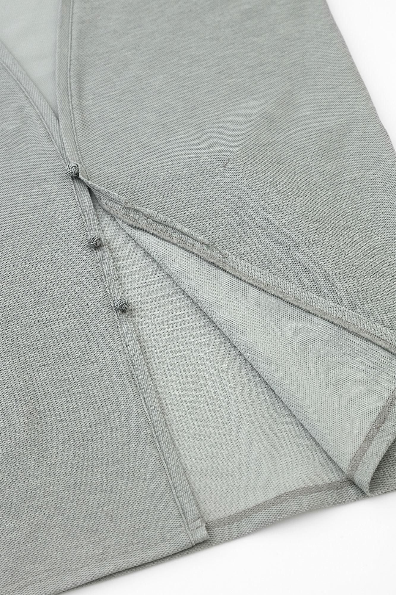 Cotton × Coolmax(R) Honeycomb Weave Fubi Cardigan / Silver Grey