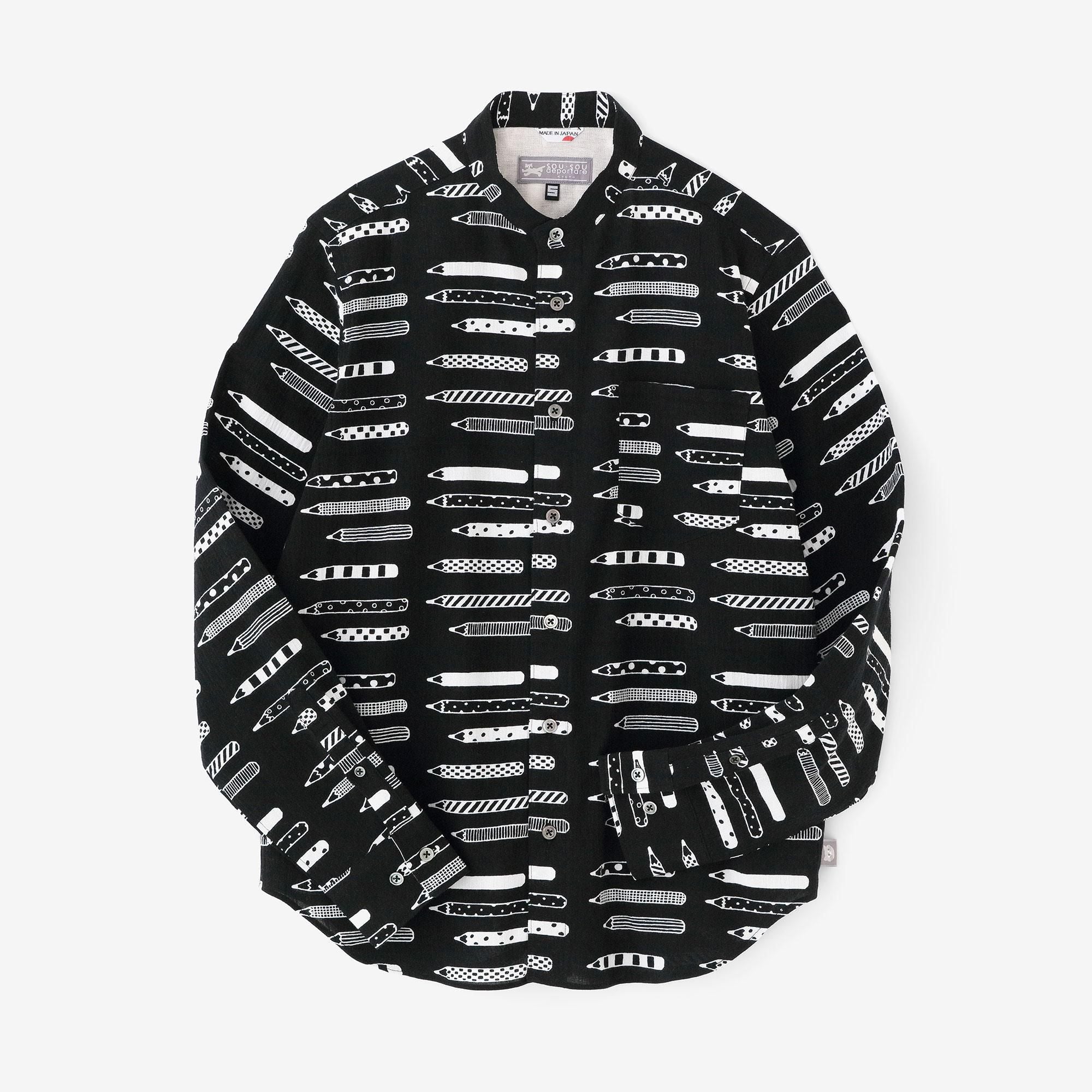 高島縮 20/20 スタンドカラーシャツ／から草あそび