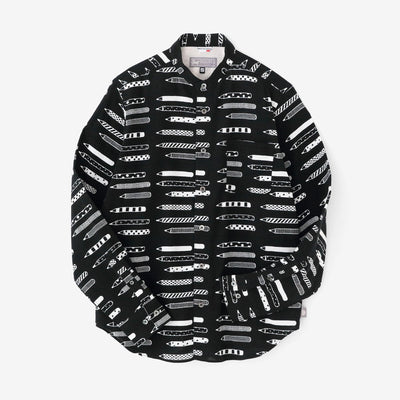 高島縮 20/20 スタンドカラーシャツ／えんぴつ