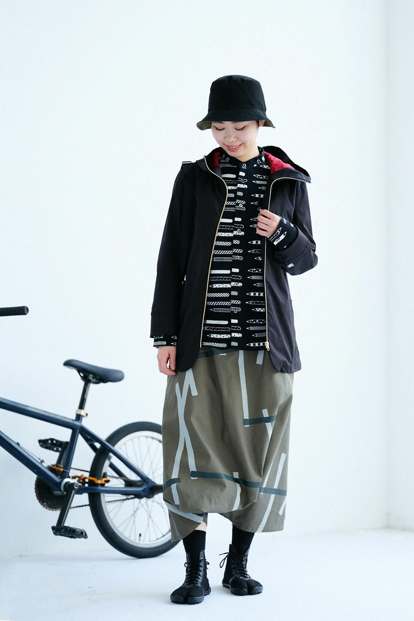 Chizimi Cotton 20/20 Stand Collar Long-sleeved Shirt／Pencils