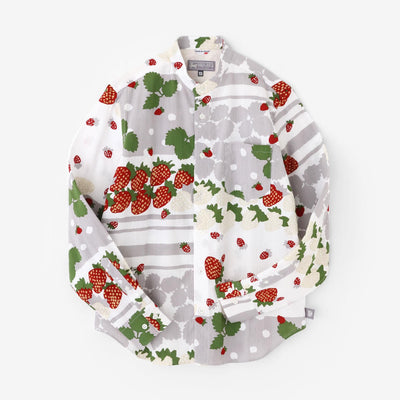 【net限定】高島縮 20/20 スタンドカラーシャツ／いちご摘み