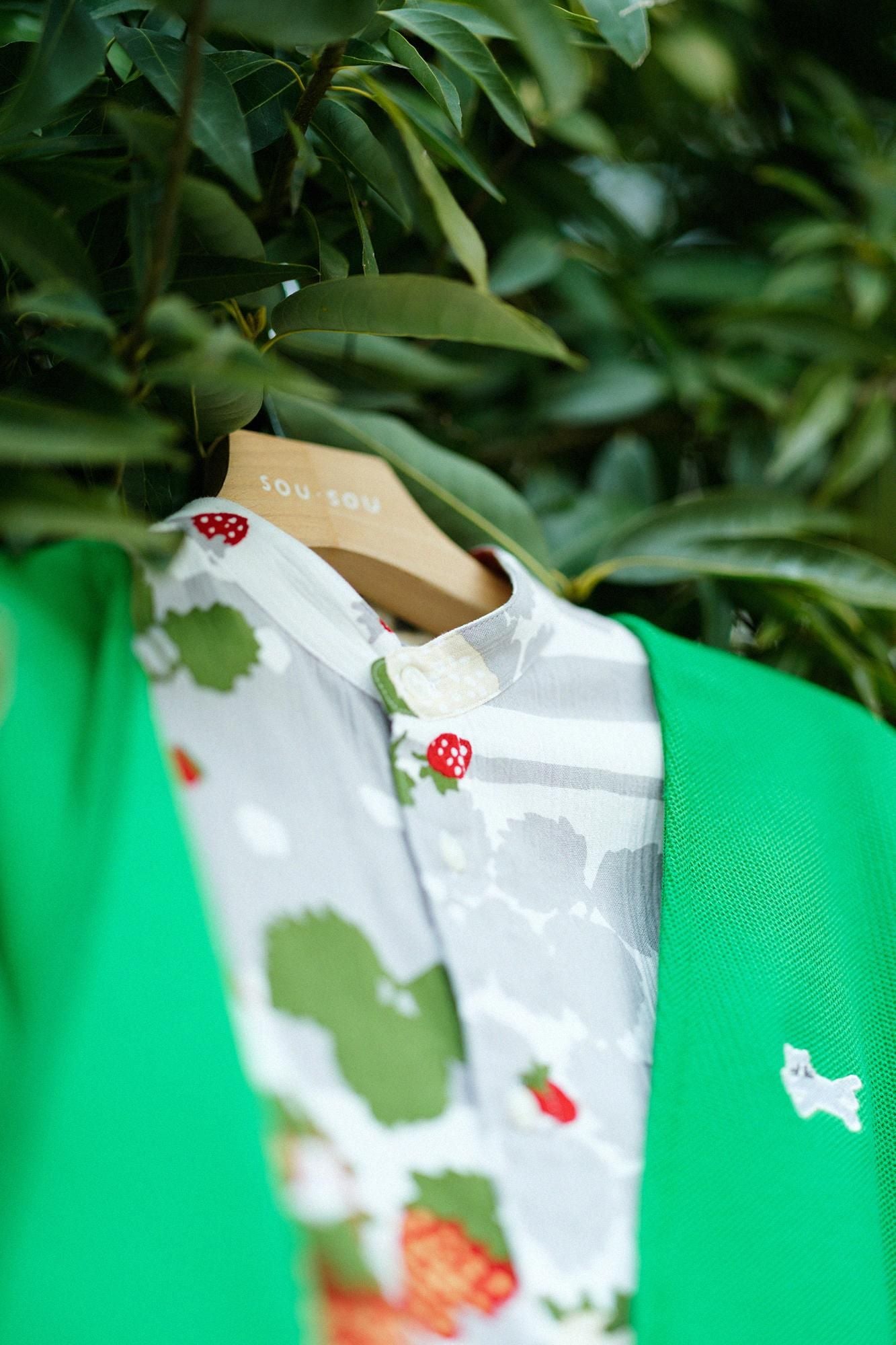 【net限定】高島縮 20/20 スタンドカラーシャツ／いちご摘み