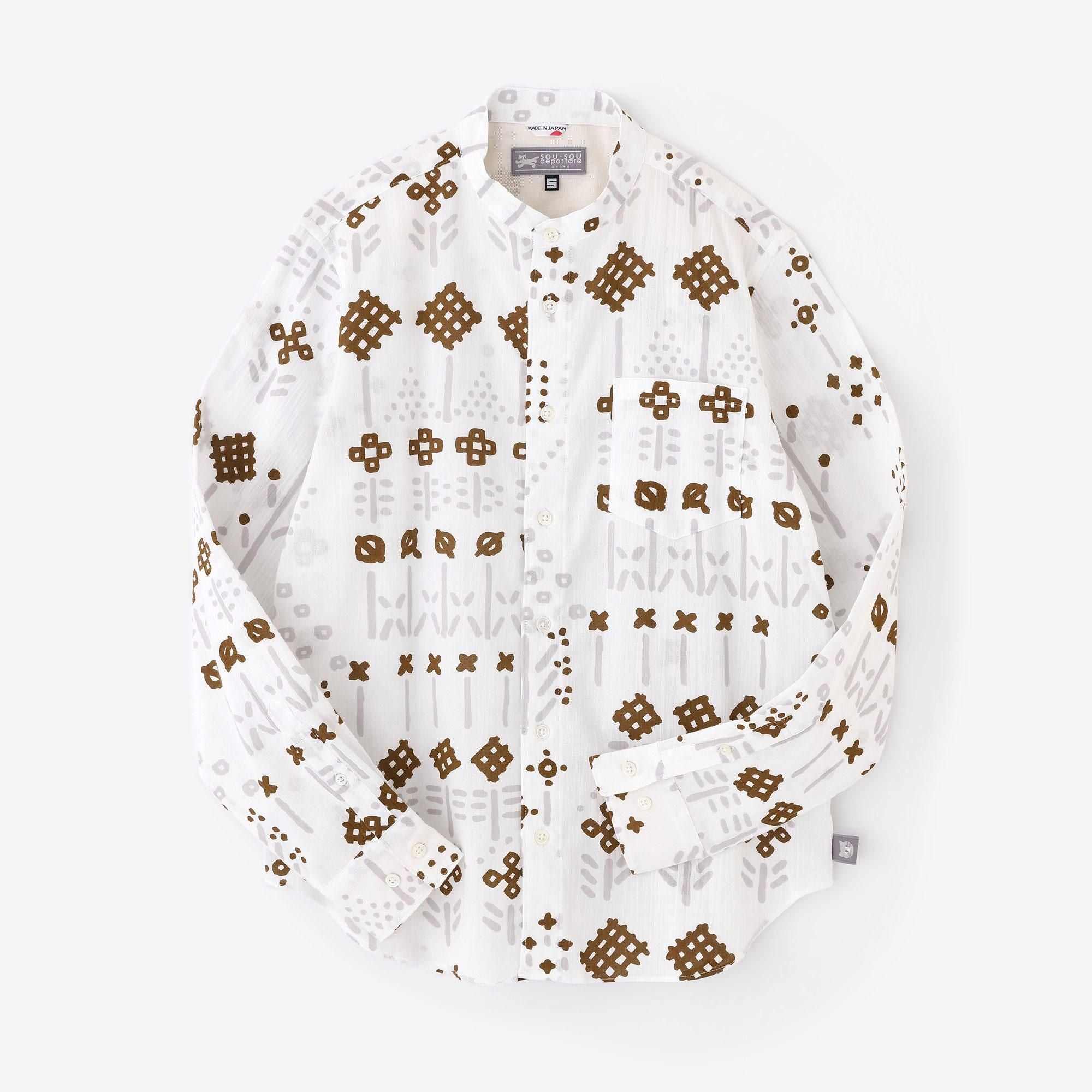 【net限定】高島縮 20/20 スタンドカラーシャツ／楚々（そそ）