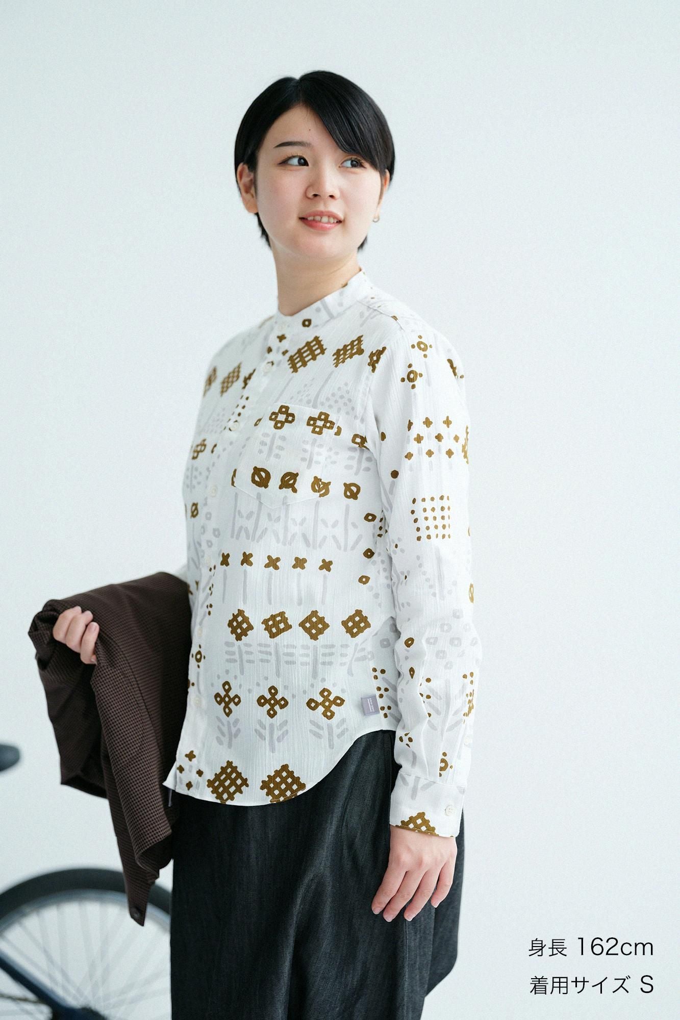 【net限定】高島縮 20/20 スタンドカラーシャツ／楚々（そそ）