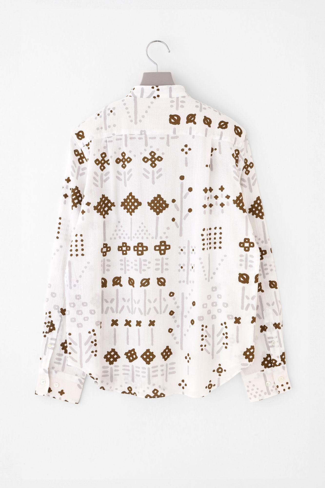 net限定】高島縮 20/20 スタンドカラーシャツ／楚々（そそ）