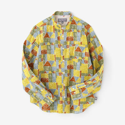 高島縮 20/20 スタンドカラーシャツ／つみ木の家