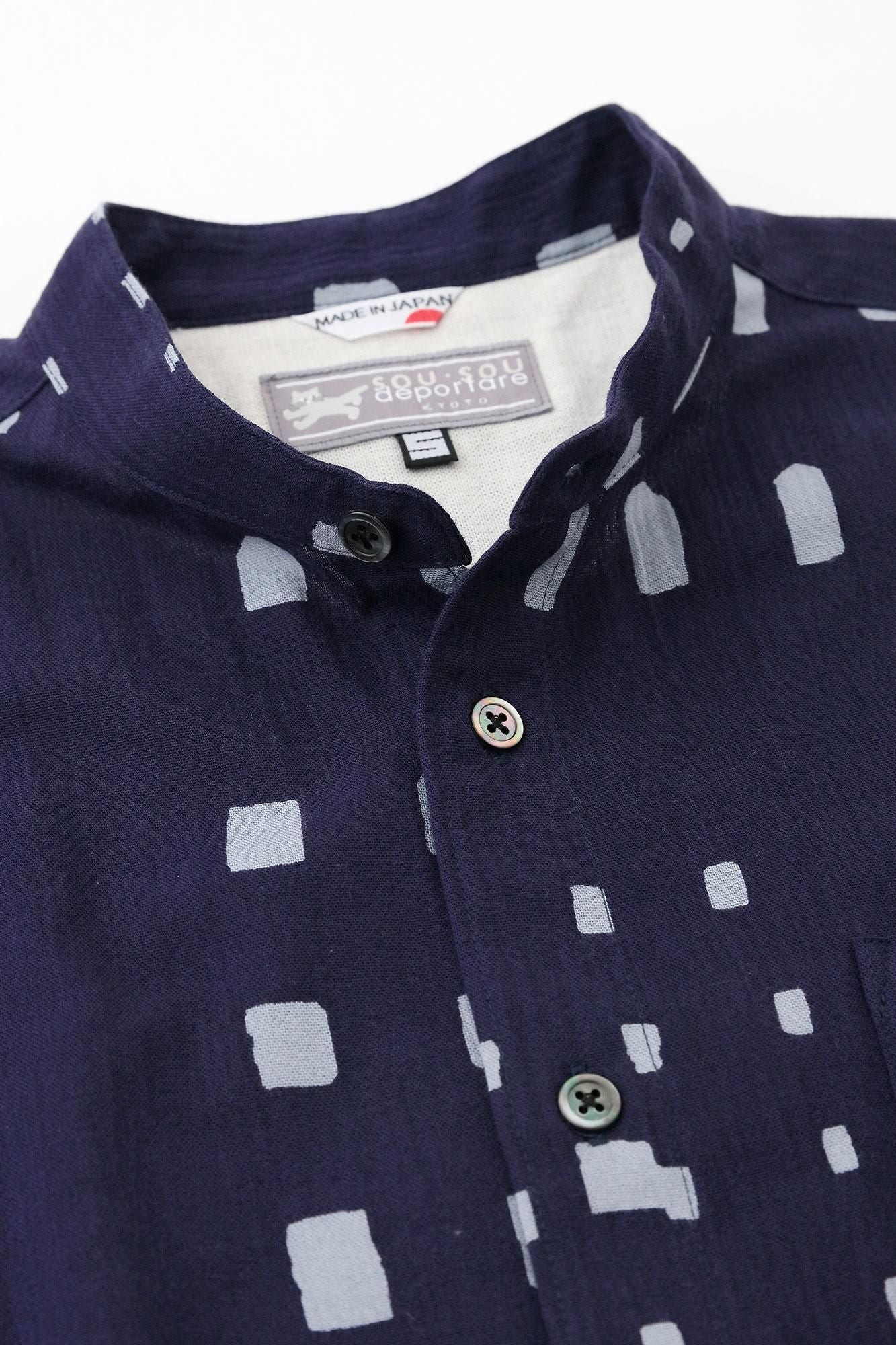 【net限定】高島縮 20/20 スタンドカラーシャツ／窓（まど）