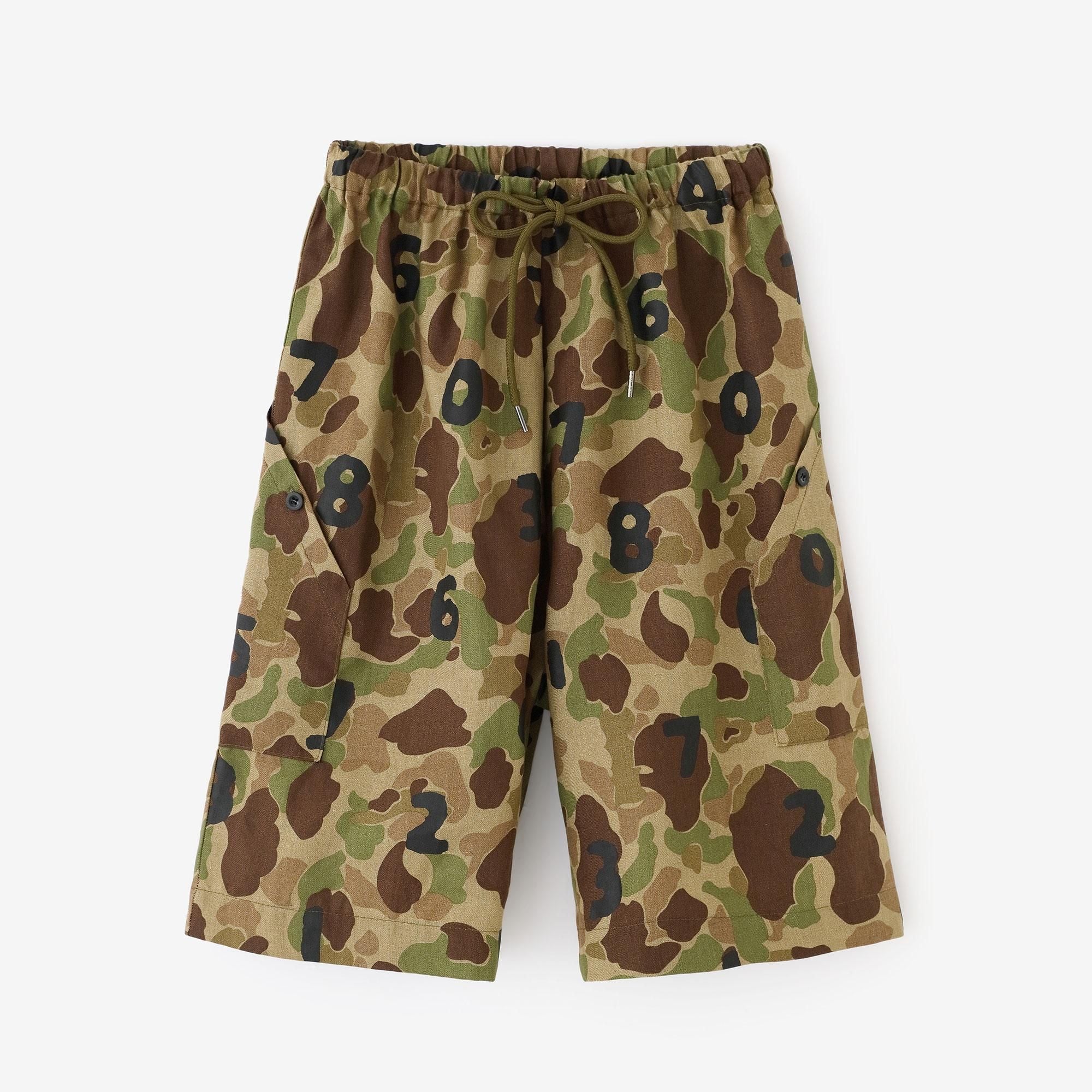 リネンツイル BIKEショーツ／duck hunter camo SO-SU-U 空五倍子色（うつふしいろ）