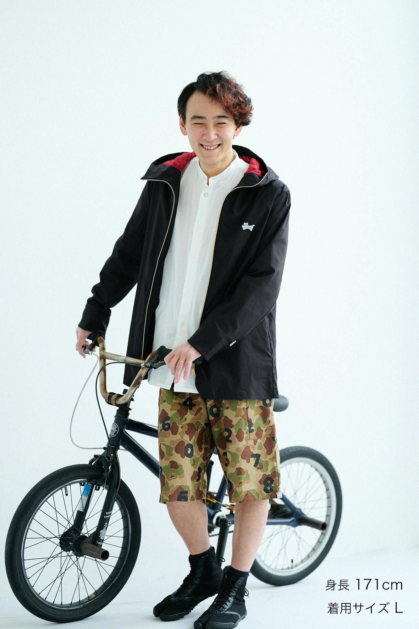 リネンツイル BIKEショーツ／duck hunter camo SO-SU-U 空五倍子色（うつふしいろ）