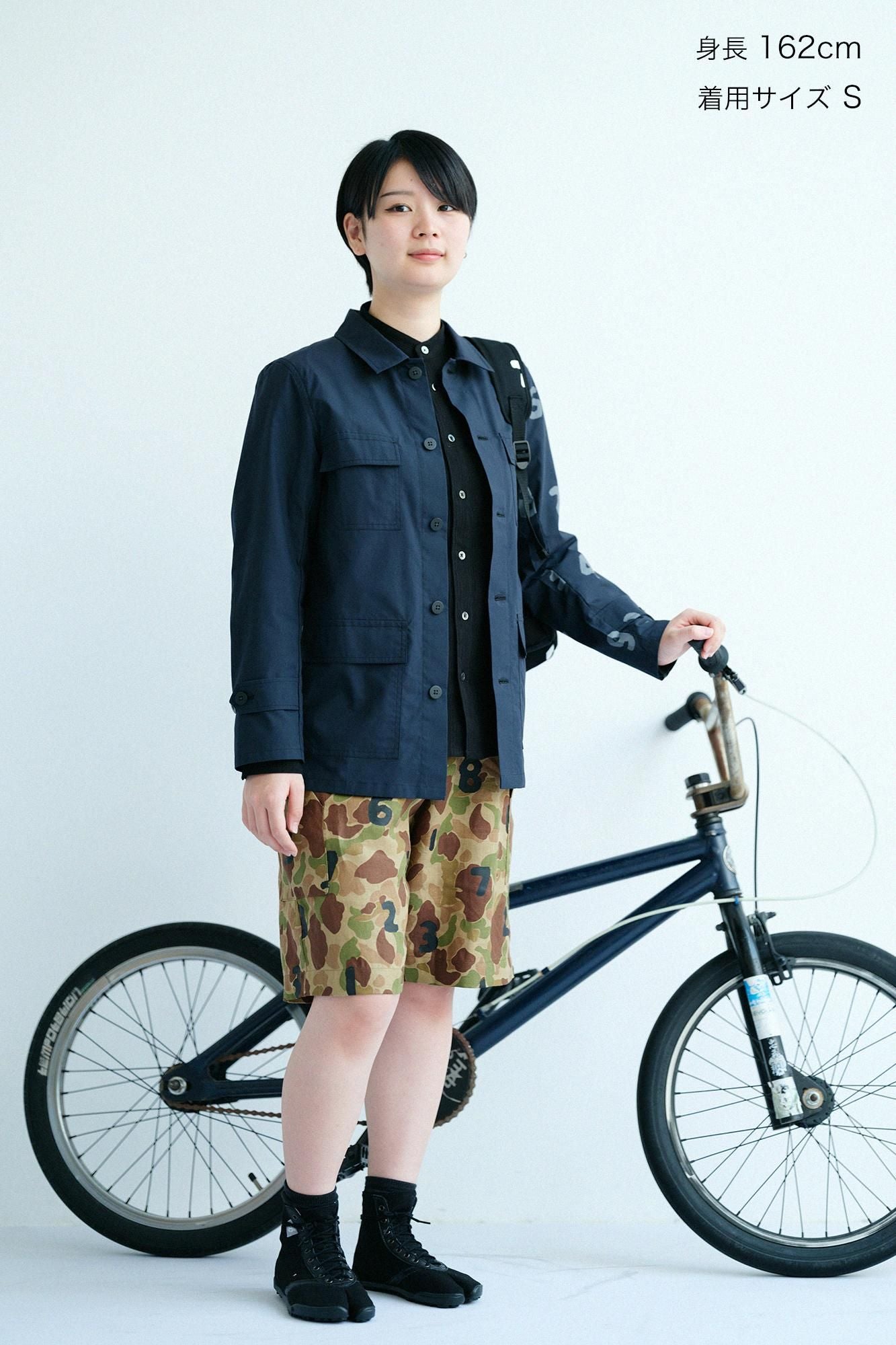 リネンツイル BIKEショーツ／duck hunter camo SO-SU-U 空五倍子色（うつふしいろ）