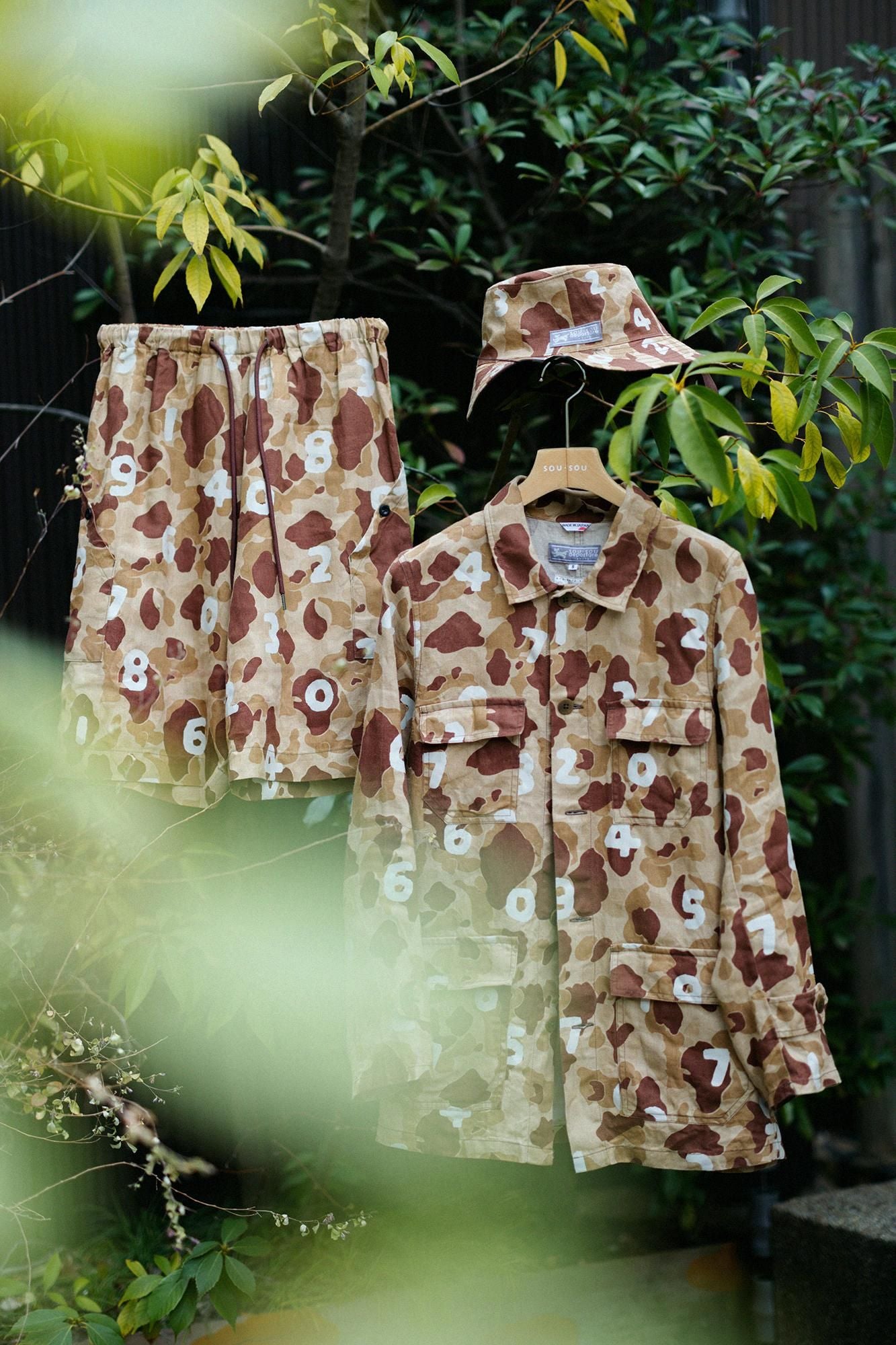 リネンツイル BIKEショーツ／duck hunter camo SO-SU-U 白茶（しらちゃ）