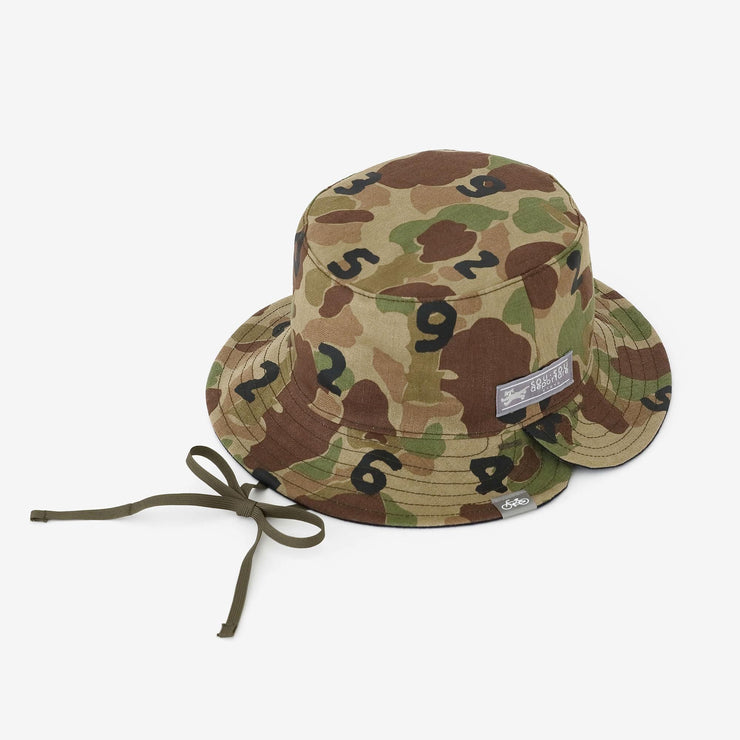 Linen Twill Reversible BIKE HAT / duck hunter camo SO-SU-U Greyish Brown