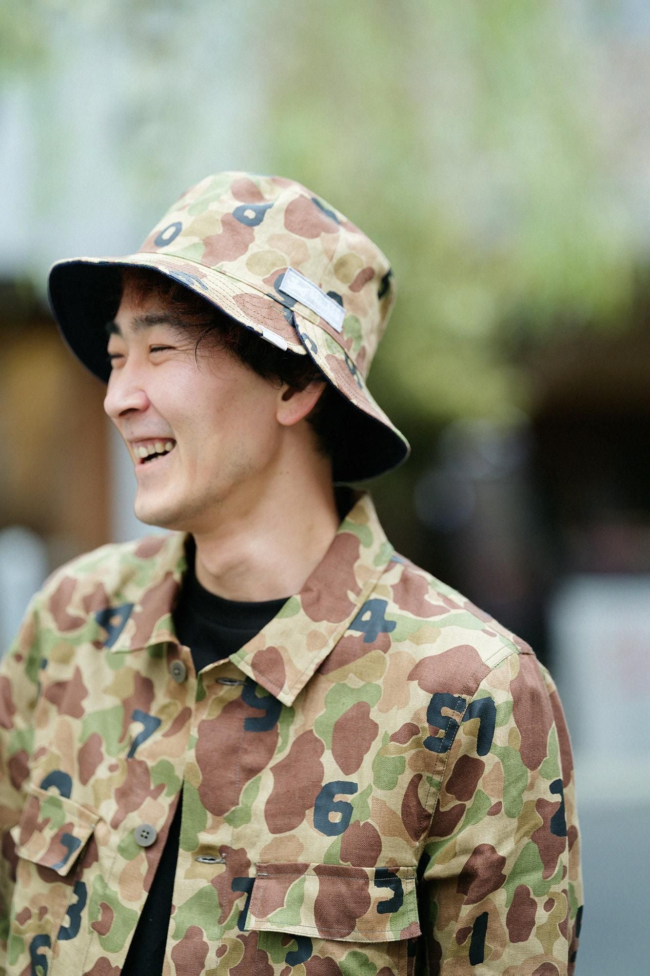 麻斜紋織 雙面用BIKE 帽子／獵鴨迷彩SO-SU-U十數 灰棕色