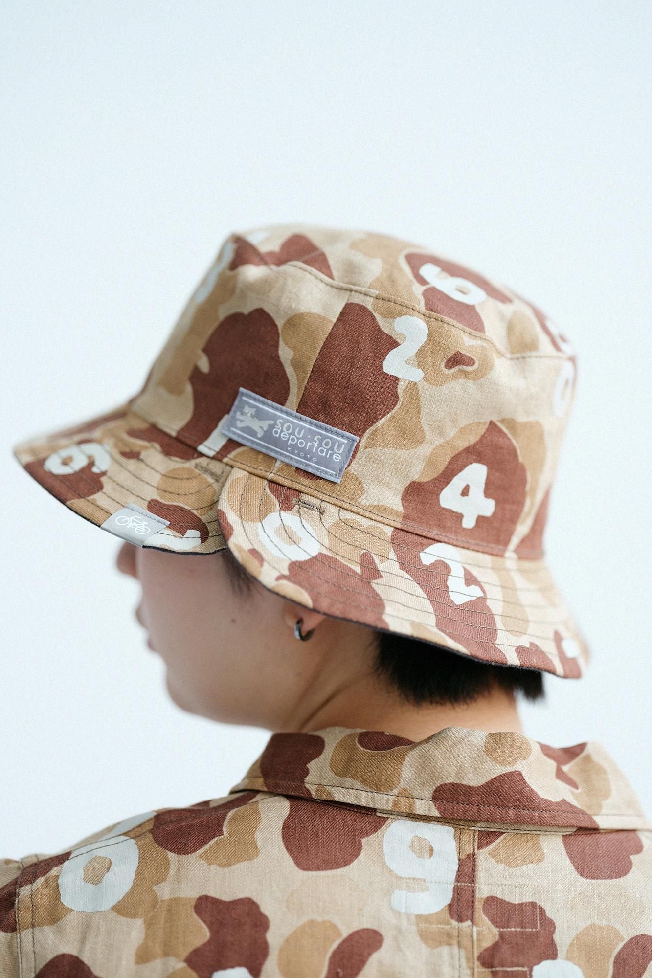 麻斜紋織 雙面用BIKE 帽子／獵鴨迷彩SO-SU-U十數 白茶色