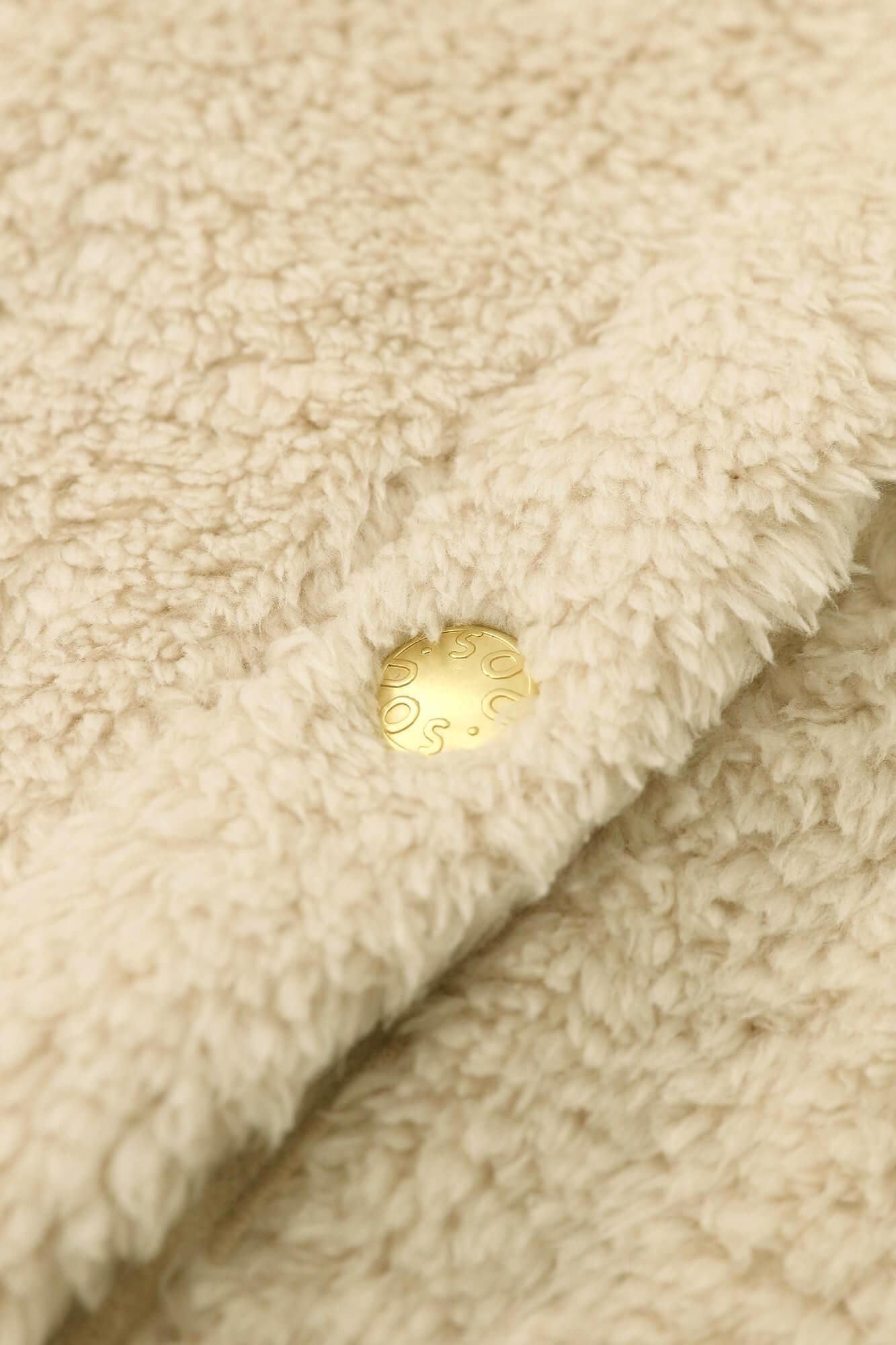 sousou ボアVネック　ライトチュニックコート ボア Vネック ライトチュニックコート／濡羽色（ぬればいろ）