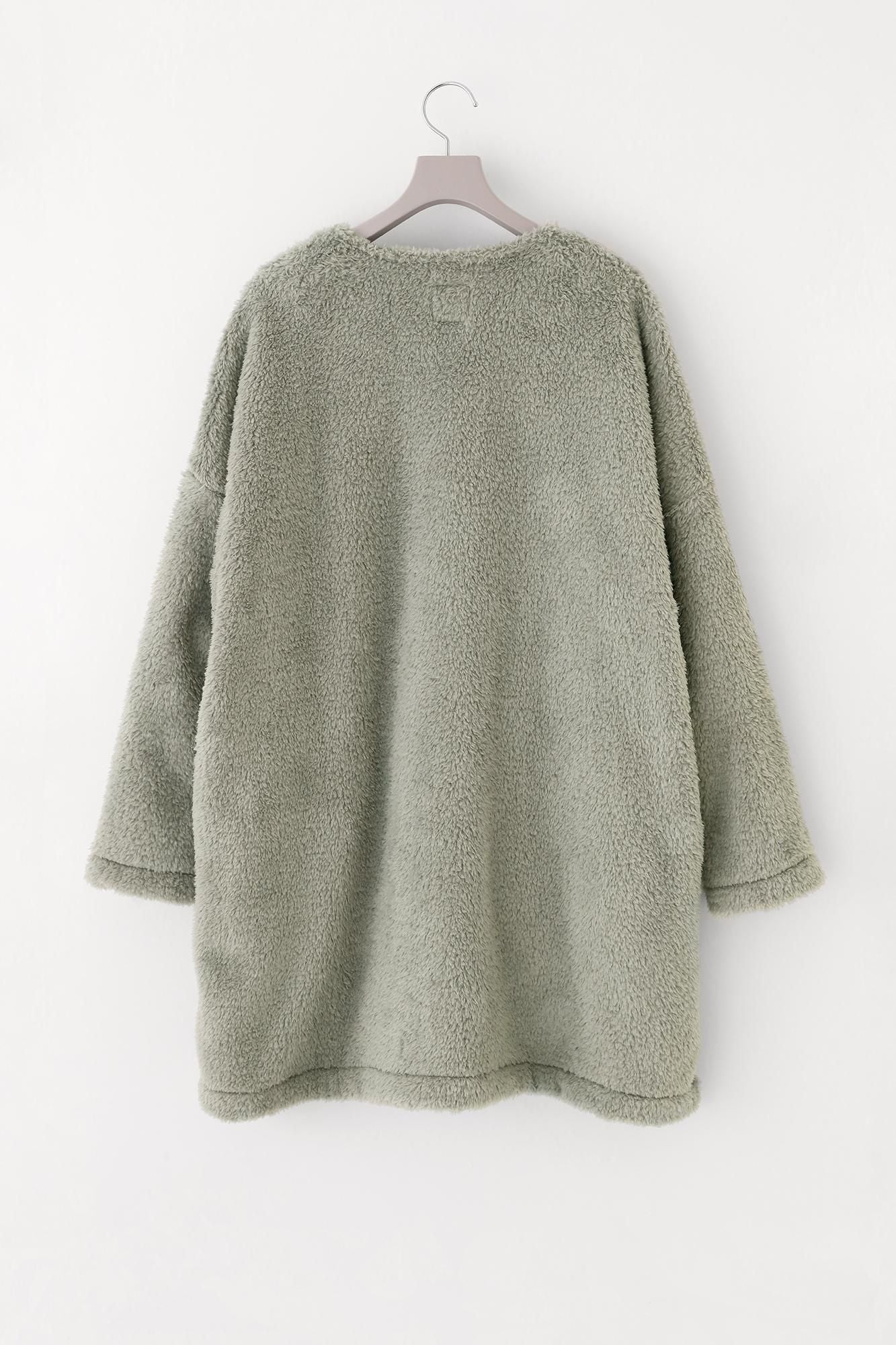 Boa V-neck Light Tunic Coat / Silver Grey