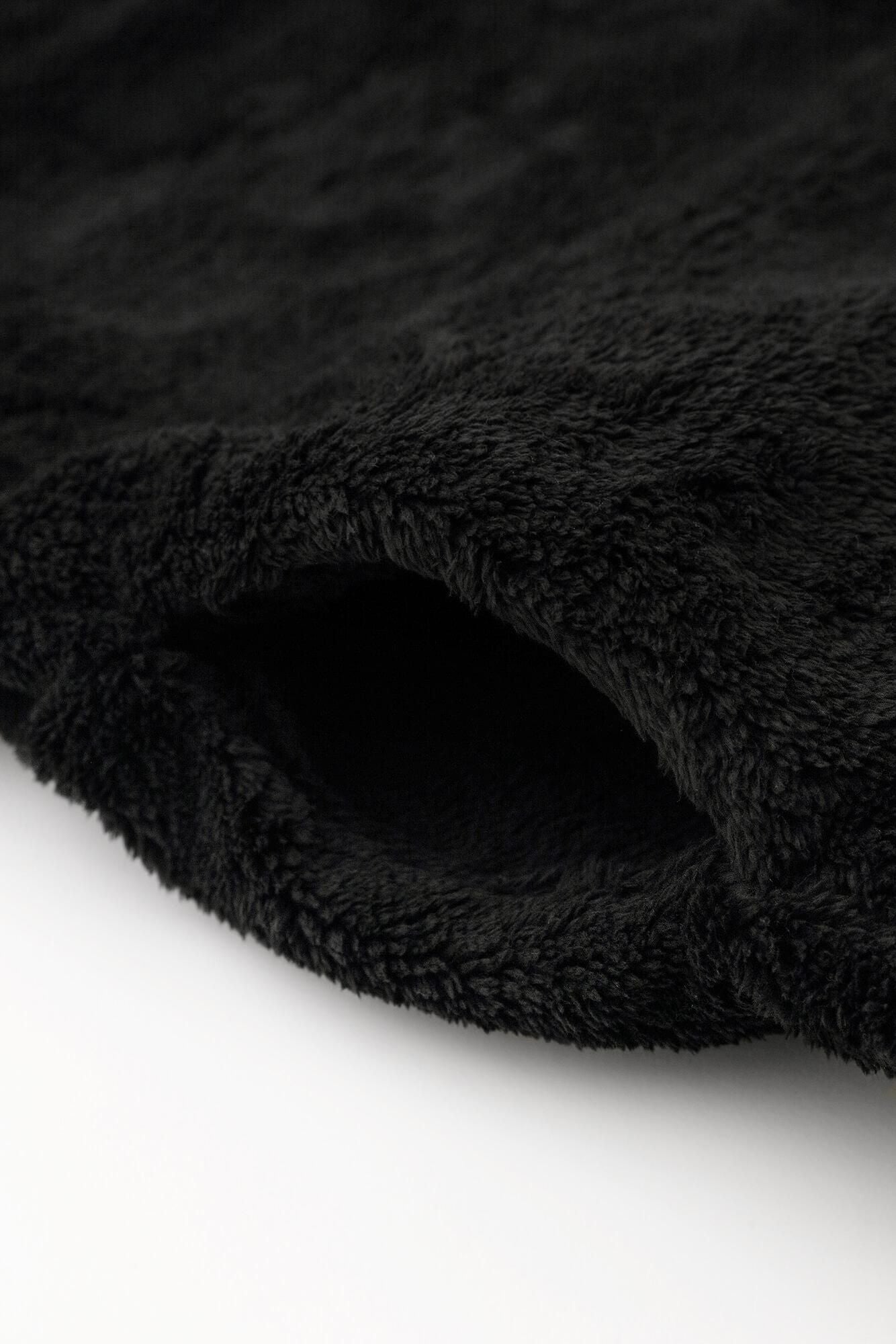 ボア Vネック ライトチュニックコート／濡羽色（ぬればいろ）