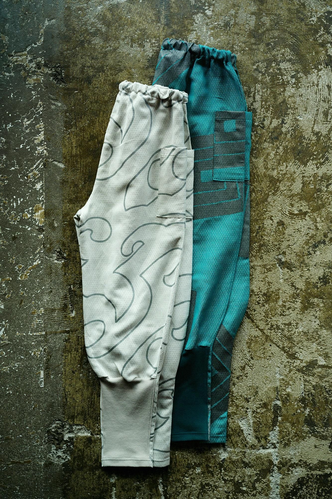 Linen-Rayon Blend Dobby Weave / Harem Pants Many Waves Light Grey