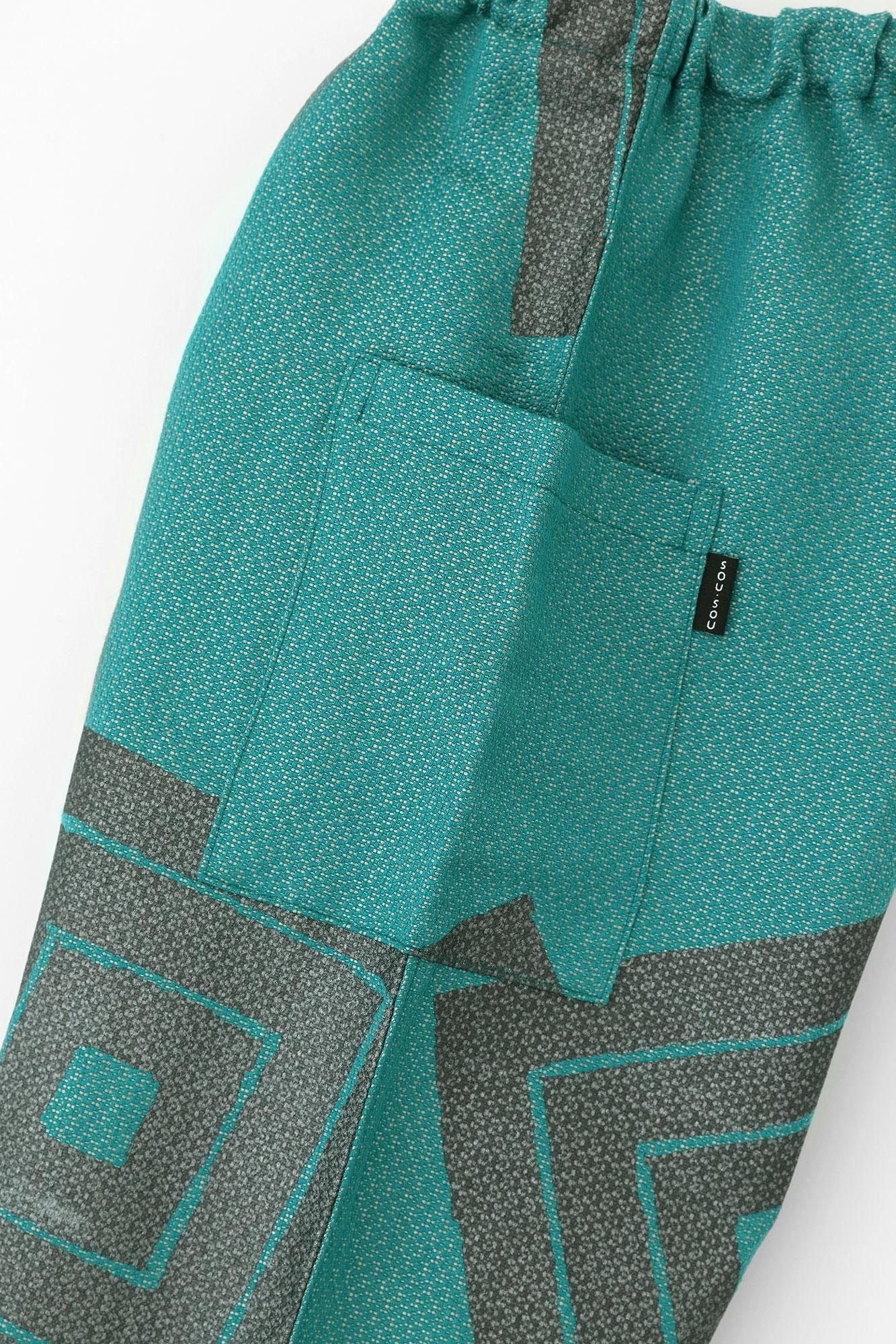 麻人造絲 多臂織 哈倫褲／山十八 番孔雀綠