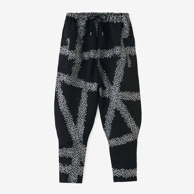 麻人造絲 多臂織 哈倫褲／五花大綁 黑色