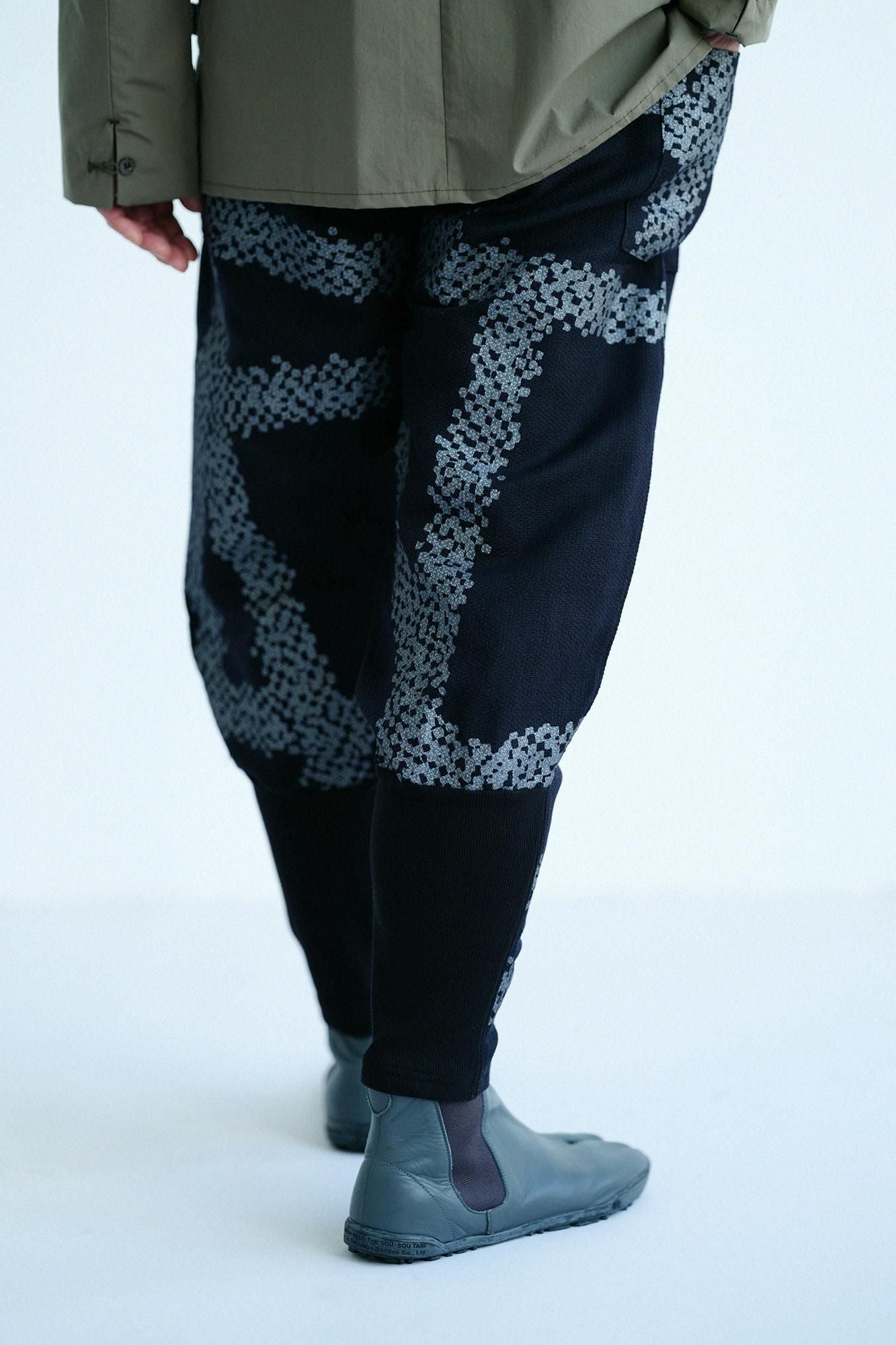 麻人造絲 多臂織 哈倫褲／五花大綁 黑色