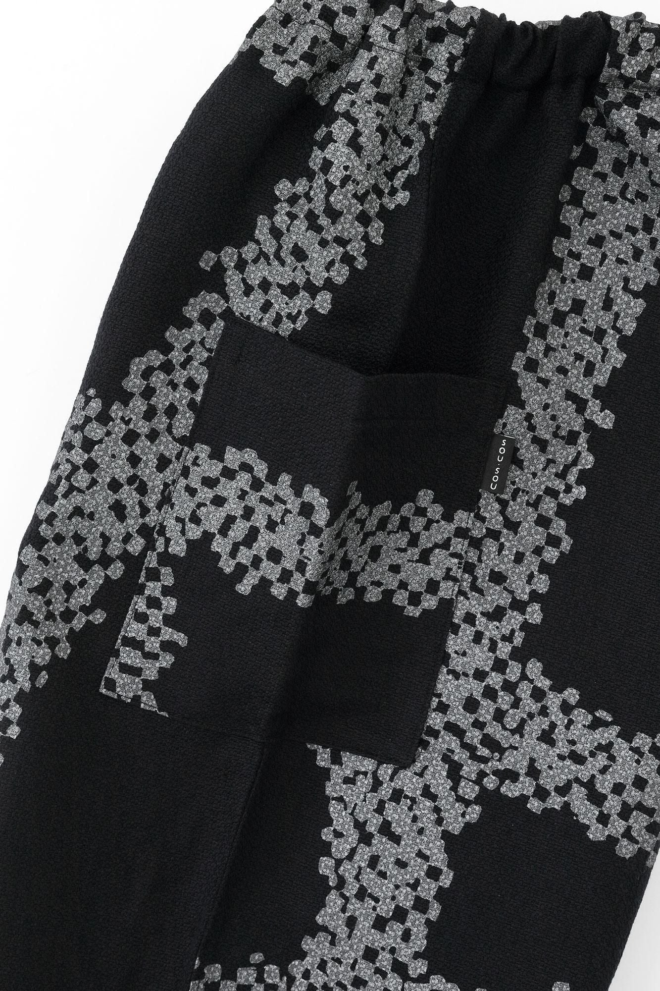 麻人造絲 多臂織 哈倫褲／五花大綁 黑色