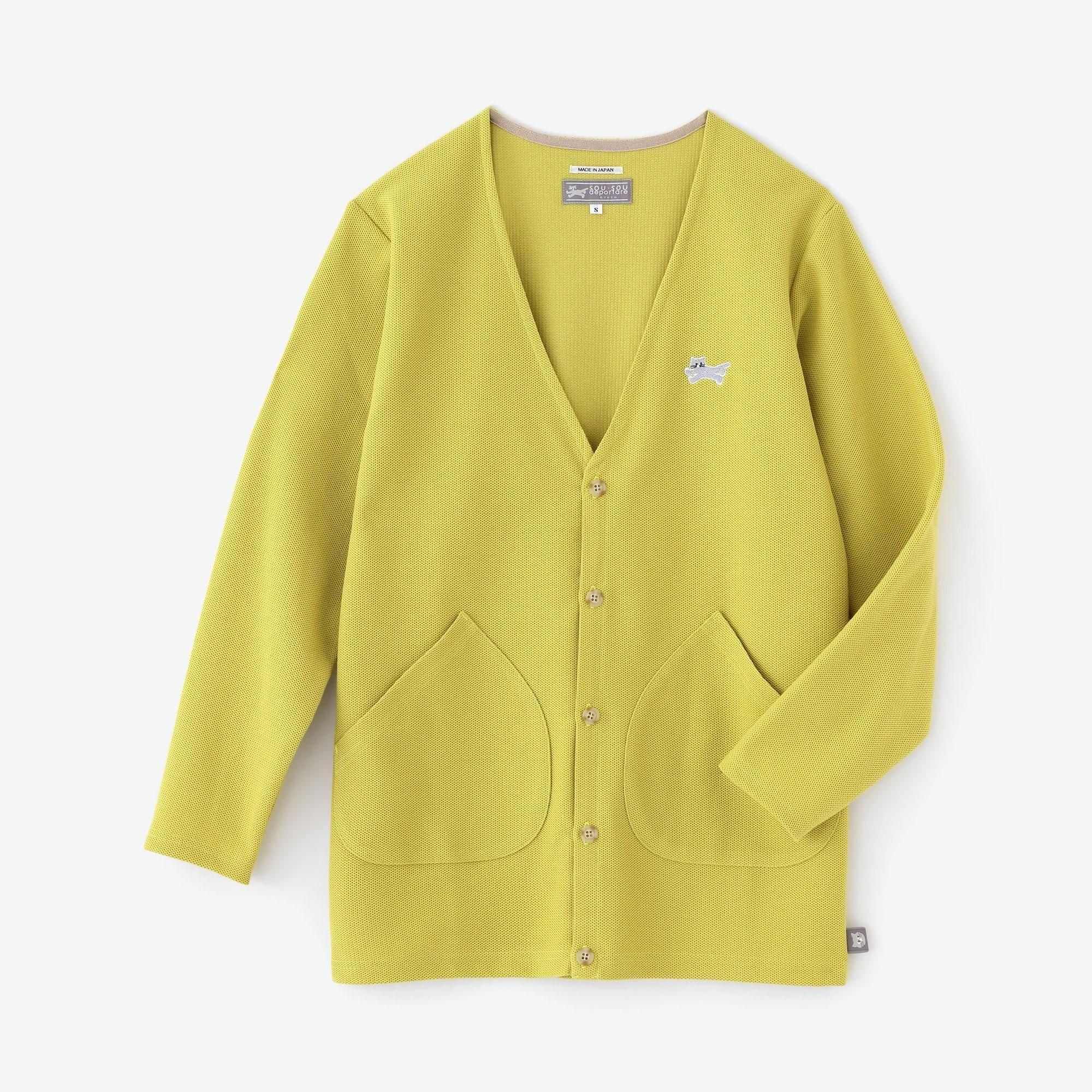 カノコニット Vネック L/Sカーディガン／イエロー