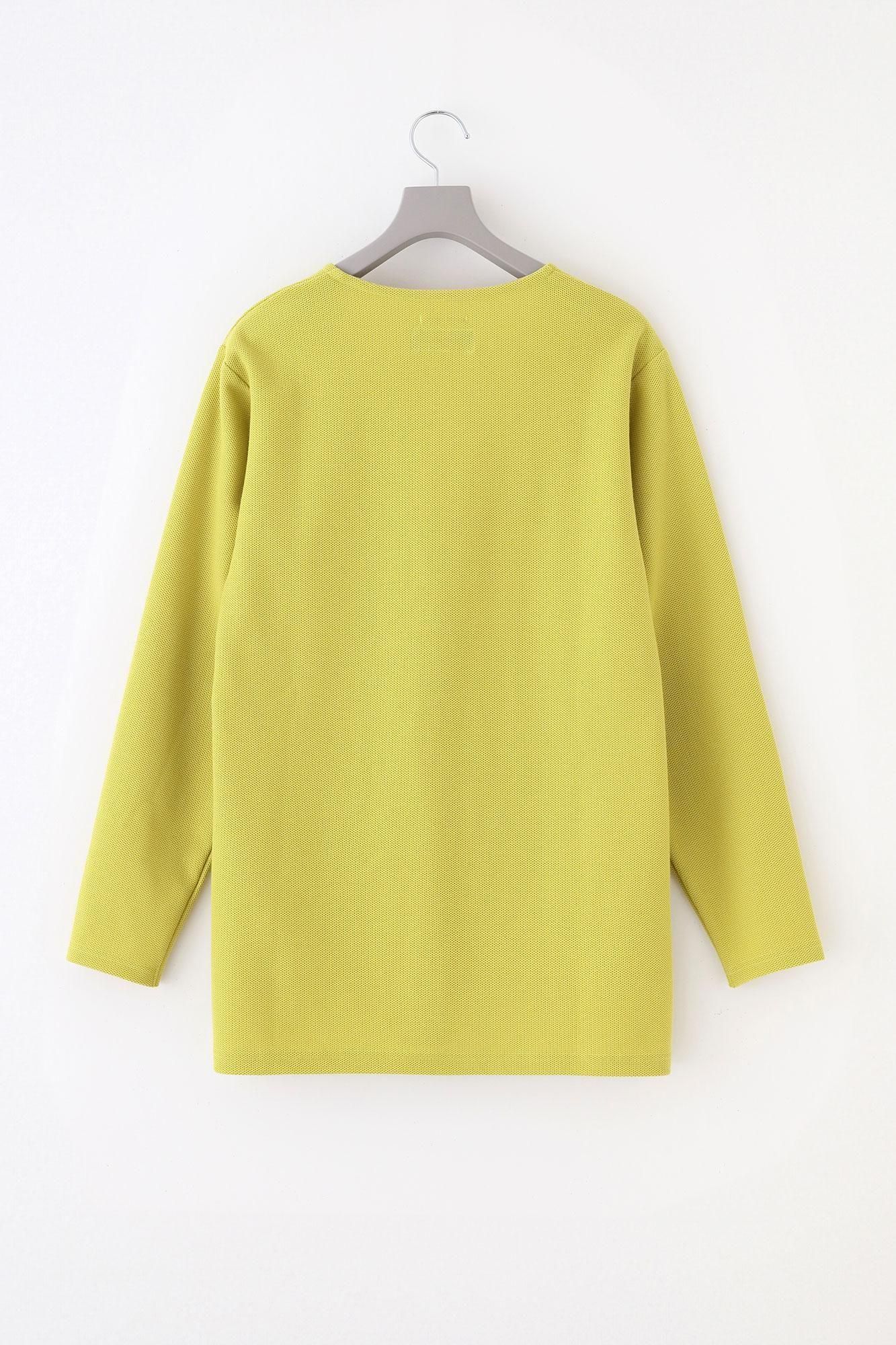 [Nur Netz] Kanoko-Strick-Strickjacke mit V-Ausschnitt und L/S/Gelb