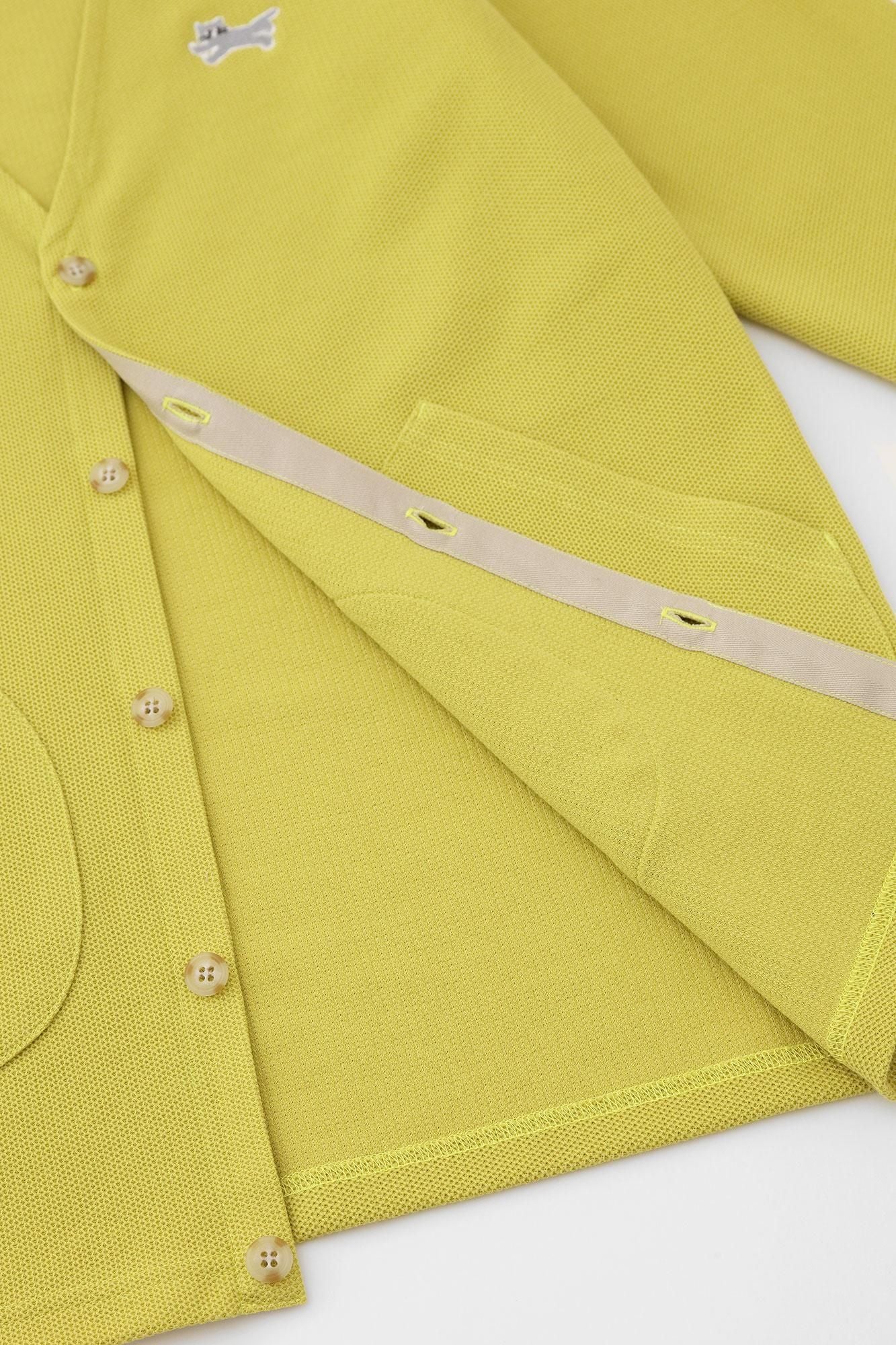 [Nur Netz] Kanoko-Strick-Strickjacke mit V-Ausschnitt und L/S/Gelb