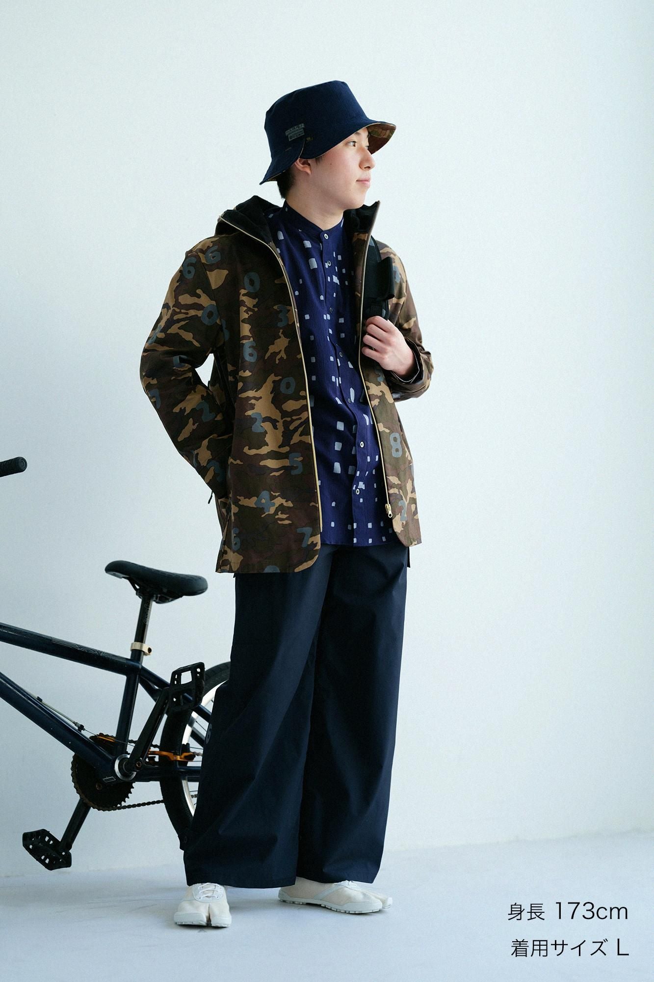 棉花帆布拉式连帽外套/迷彩SO-SU-U Mugwort Dye（Kuwazome）