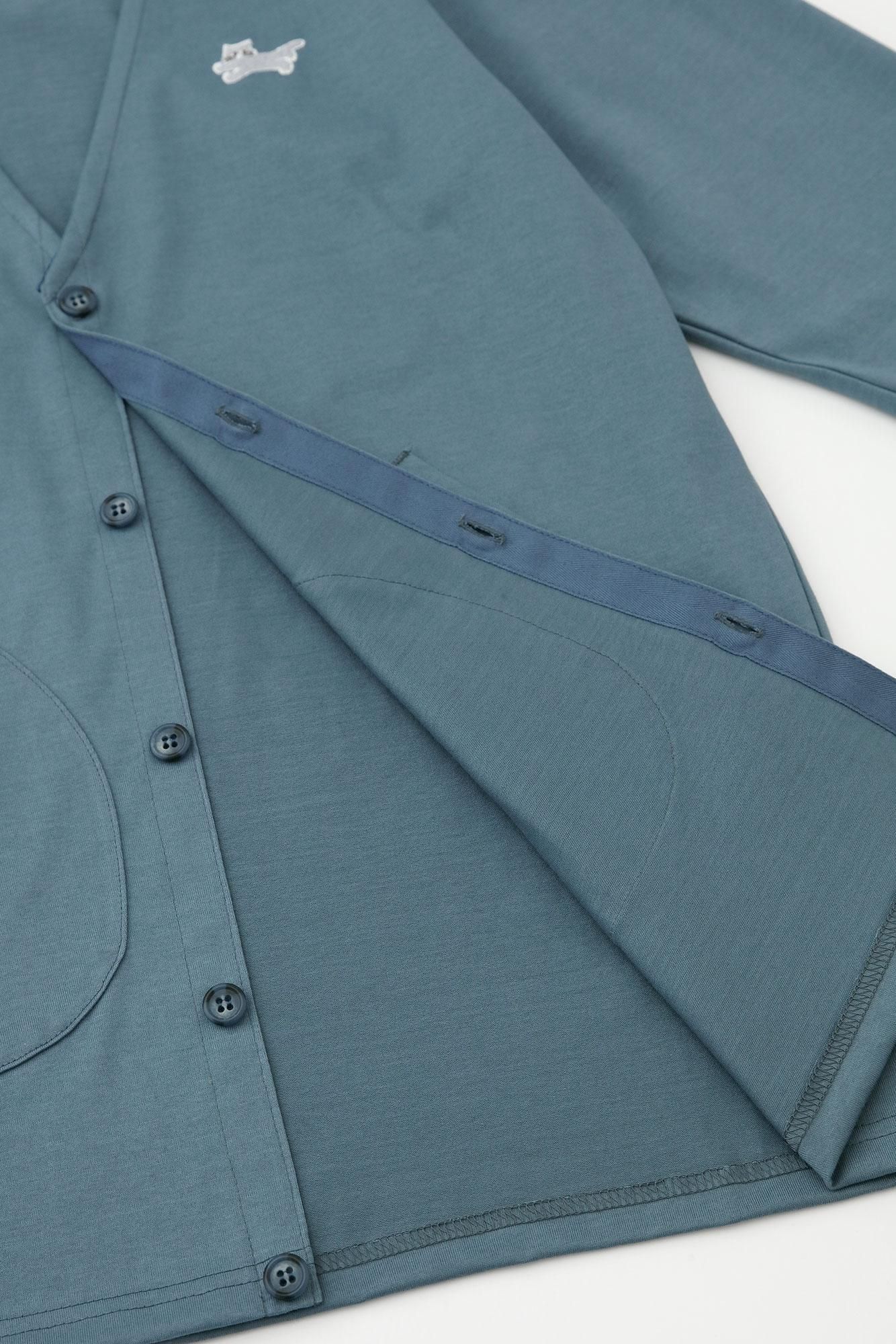 Cotton Knit V-neck L/S Cardigan / Fog Blue