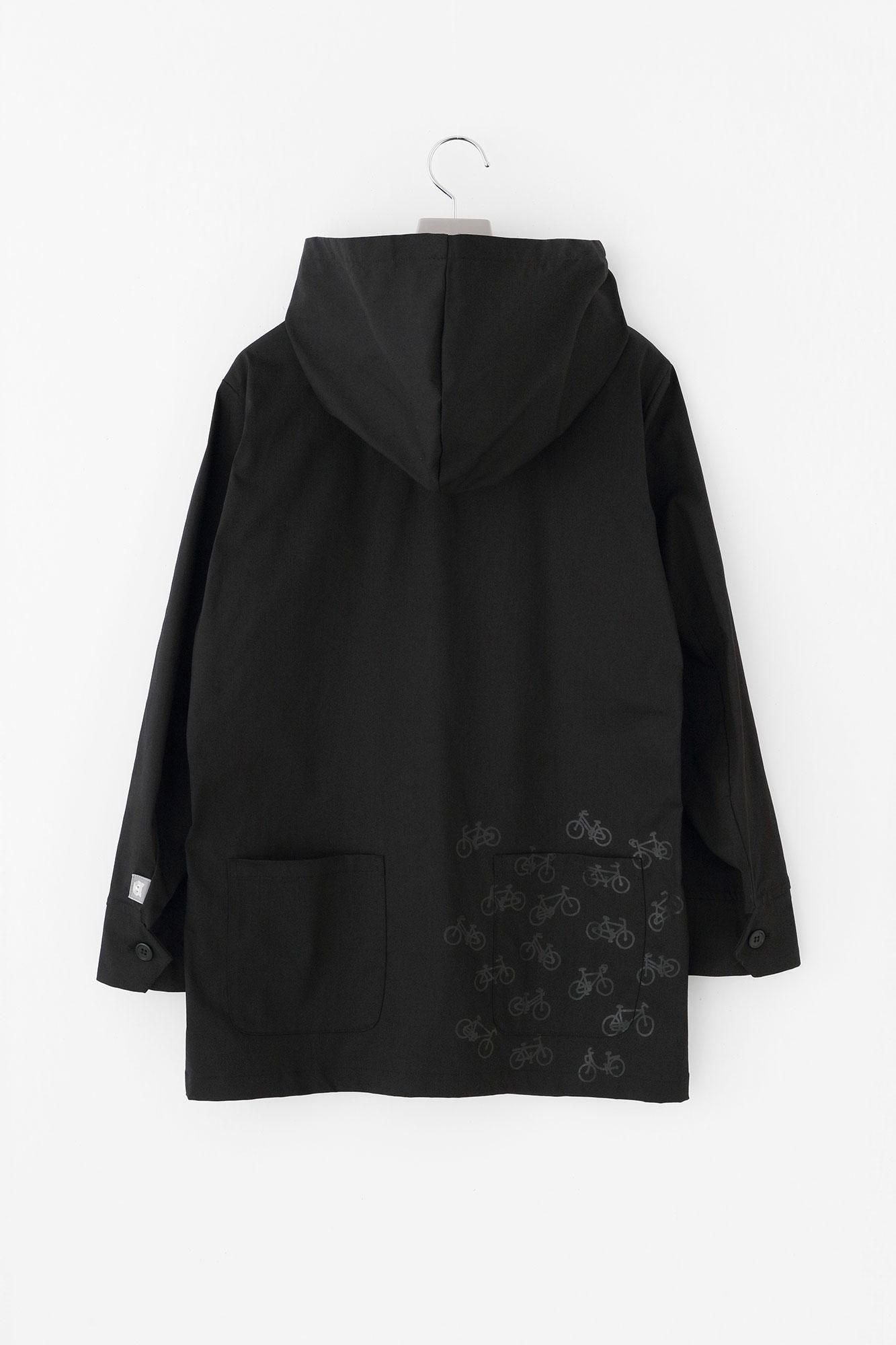 斜紋織 ZIP UP連帽外套／黑色