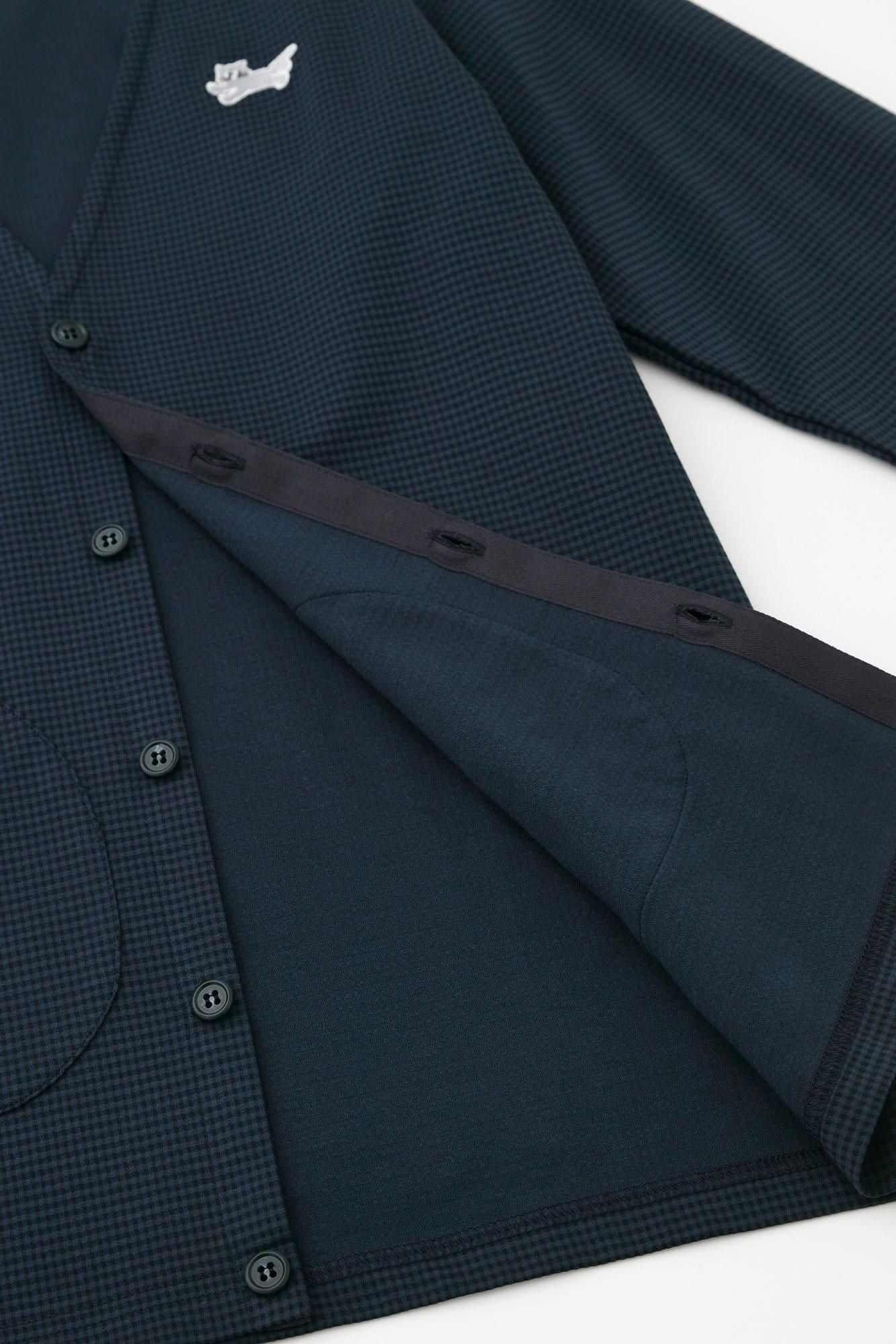 Houndstooth Check V-neck L/S Cardigan / Navy