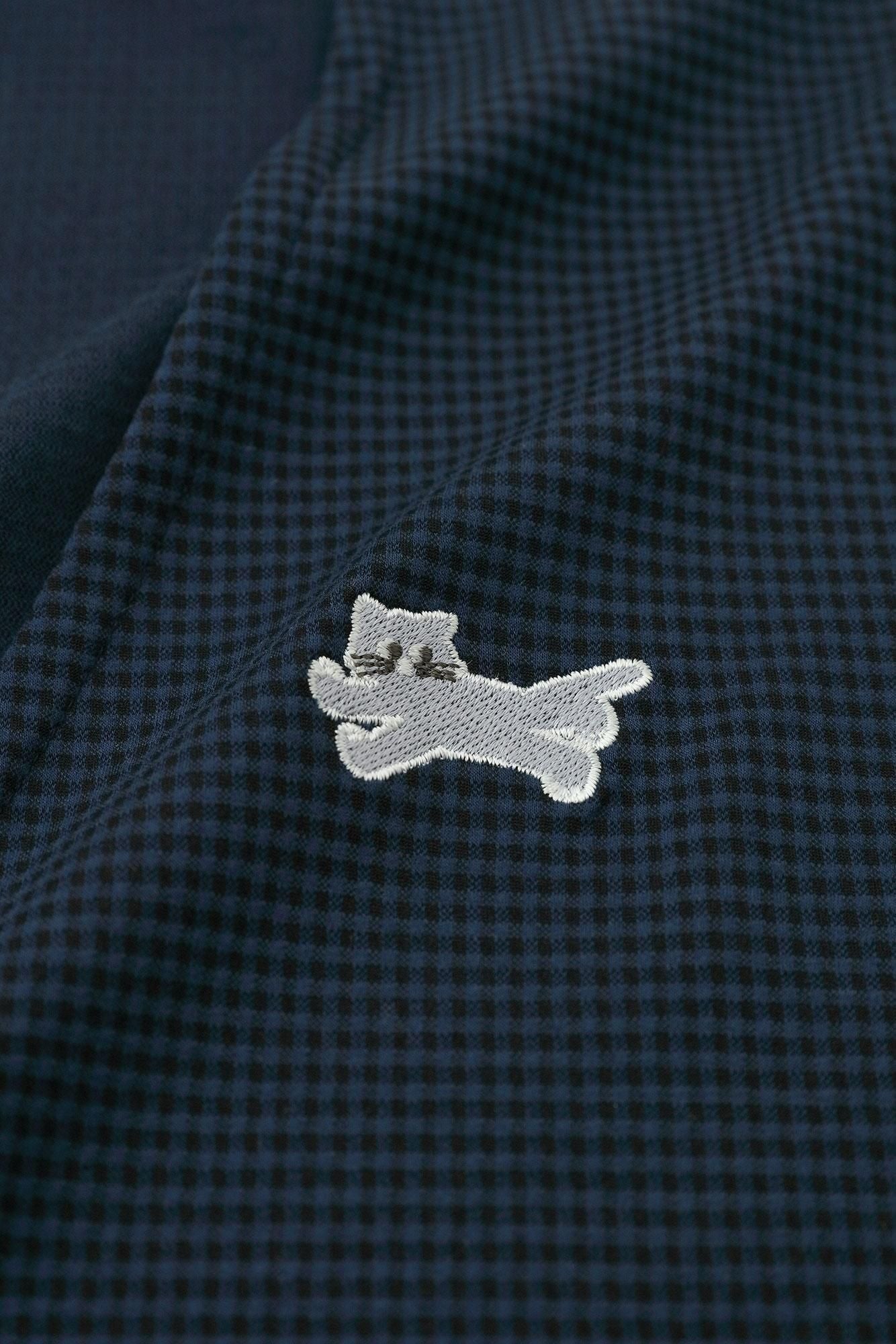 Houndstooth Check V-neck L/S Cardigan / Navy