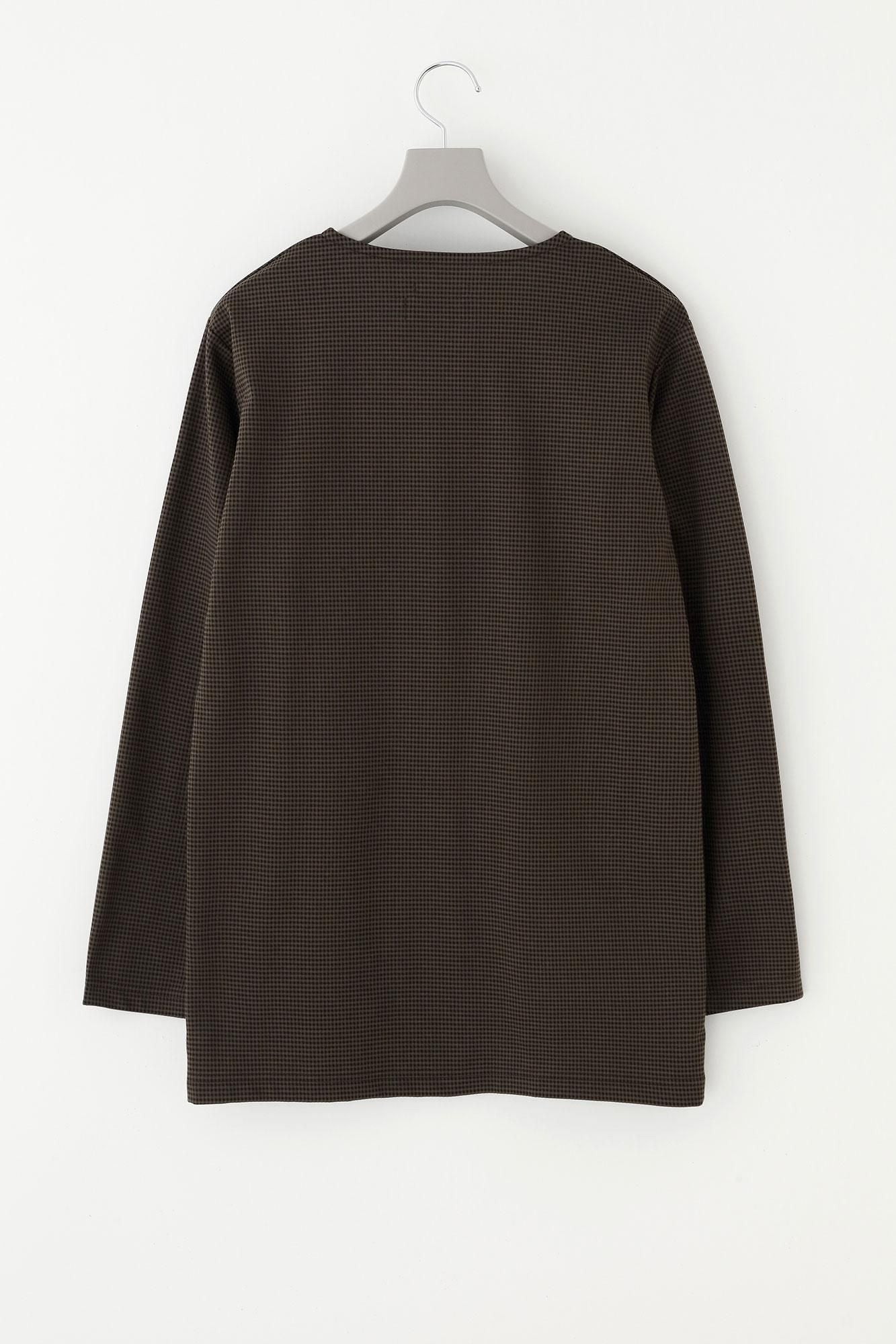 千鳥格紋織V領L/S外套／棕色