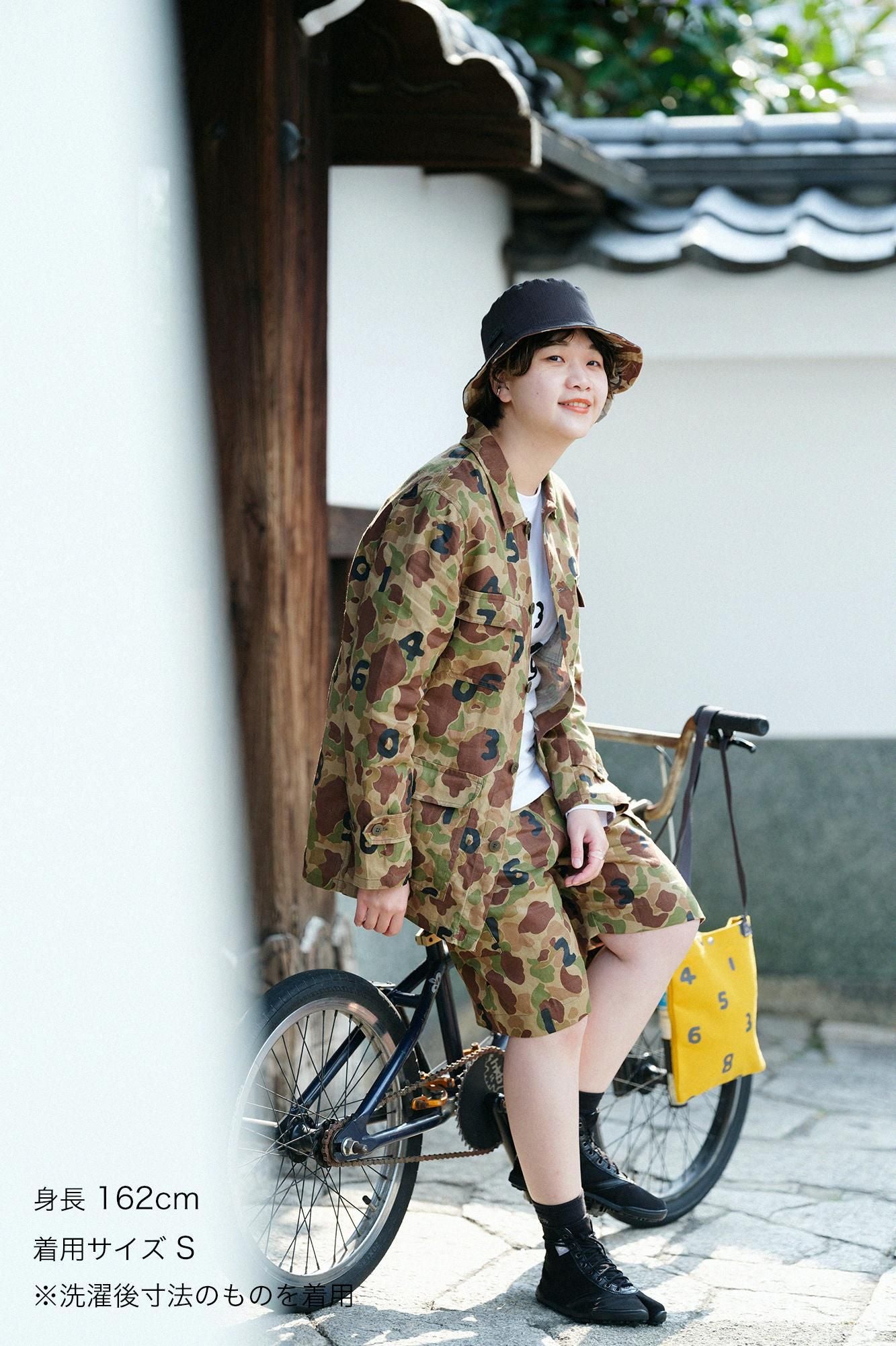 リネンツイル カーゴジャケット／duck hunter camo SO-SU-U 空五倍子色（うつふしいろ）