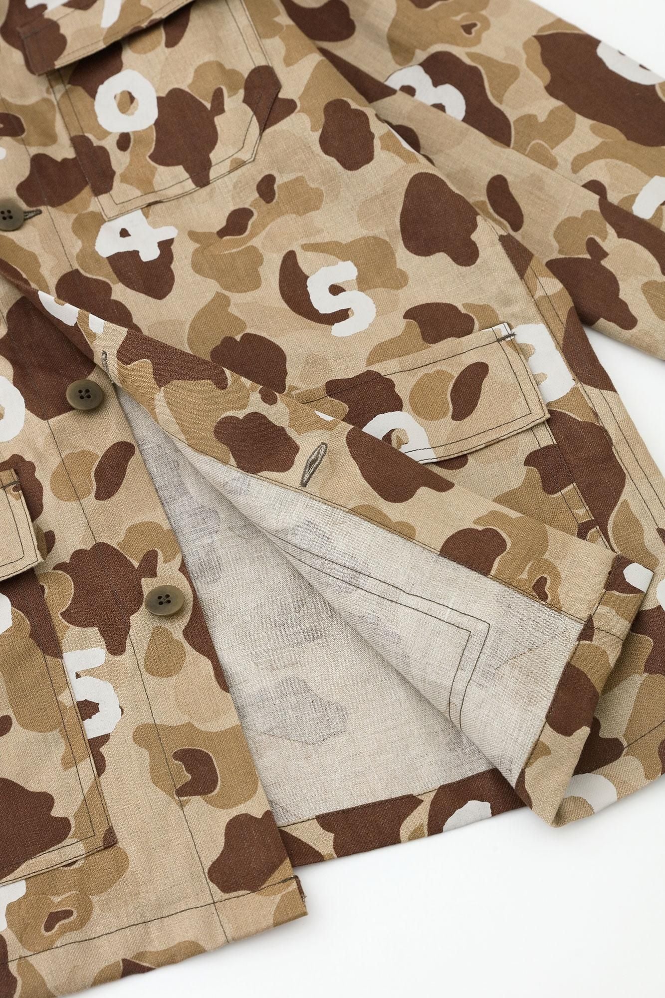 リネンツイル カーゴジャケット／duck hunter camo SO-SU-U 白茶（しらちゃ）