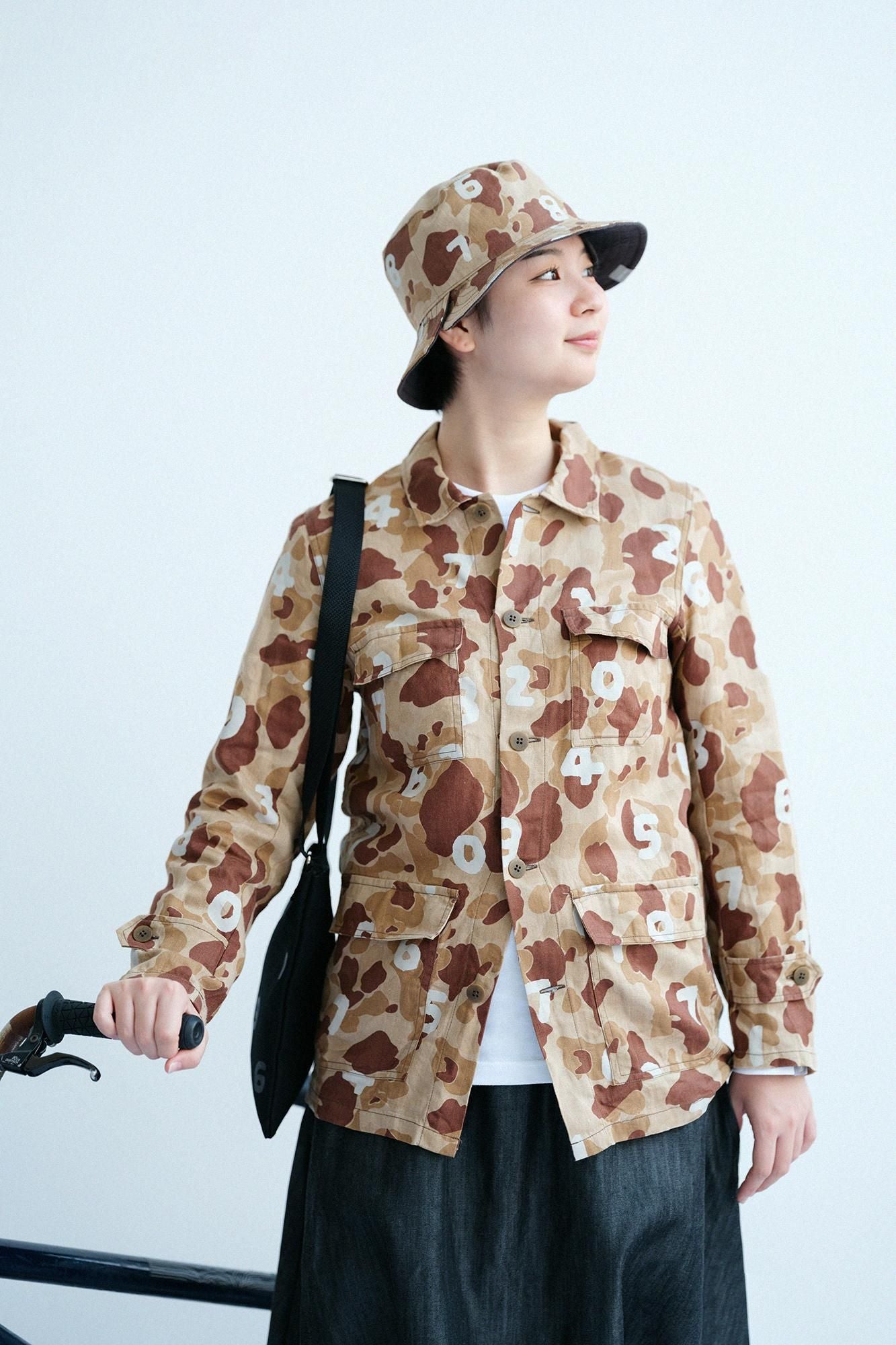 リネンツイル カーゴジャケット／duck hunter camo SO-SU-U 白茶（しらちゃ）