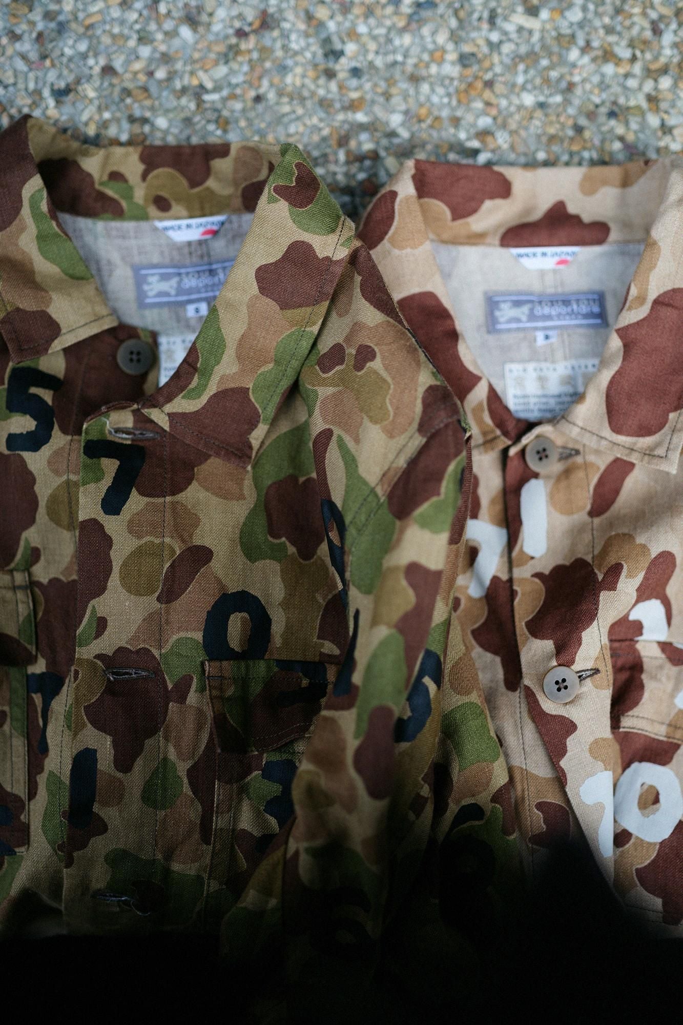 リネンツイル カーゴジャケット／duck hunter camo SO-SU-U 白茶（しらちゃ）