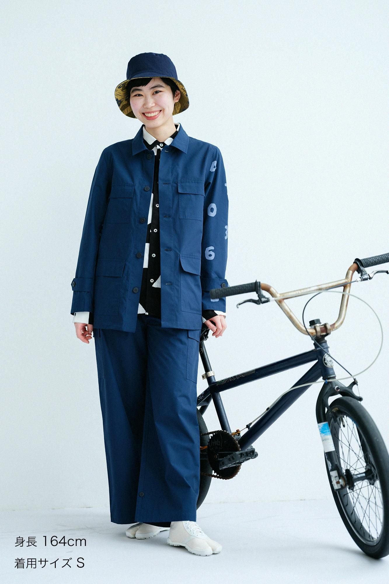 High Density Typewriter Cloth Cargo Jacket / Navy × SO-SU-U