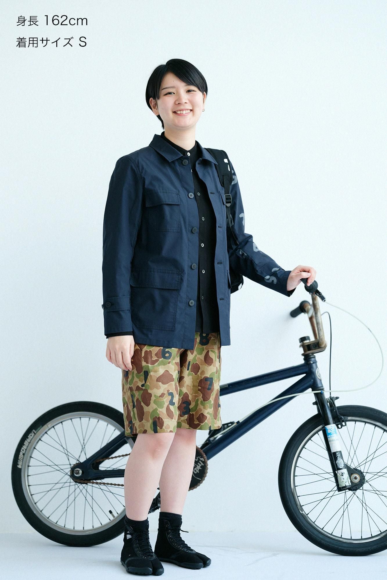 高密度打字机布货物夹克/海军黑色X SO-SU-U