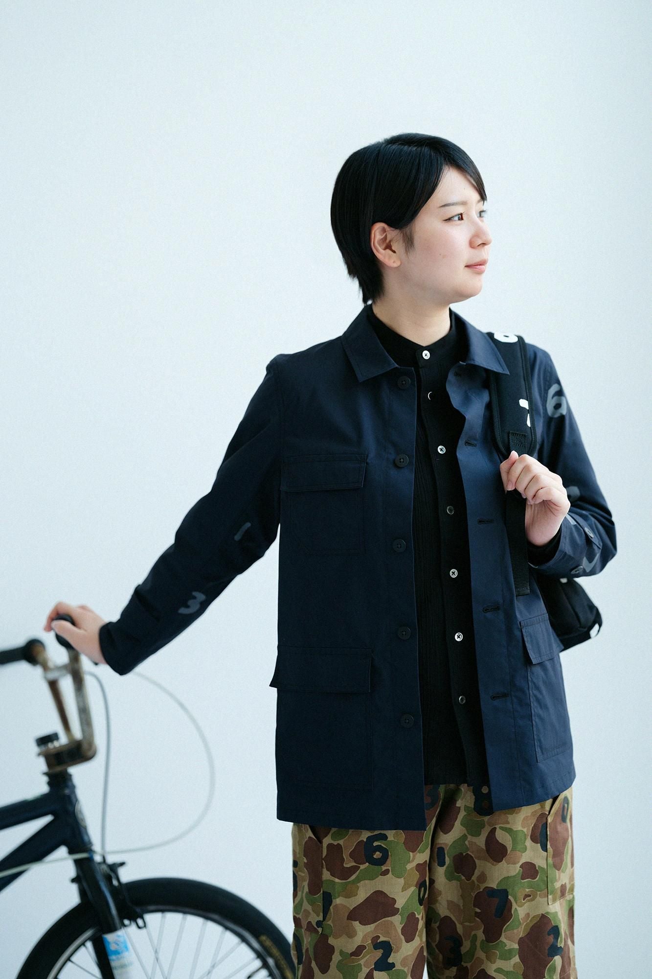 高密度打字机布货物夹克/海军黑色X SO-SU-U