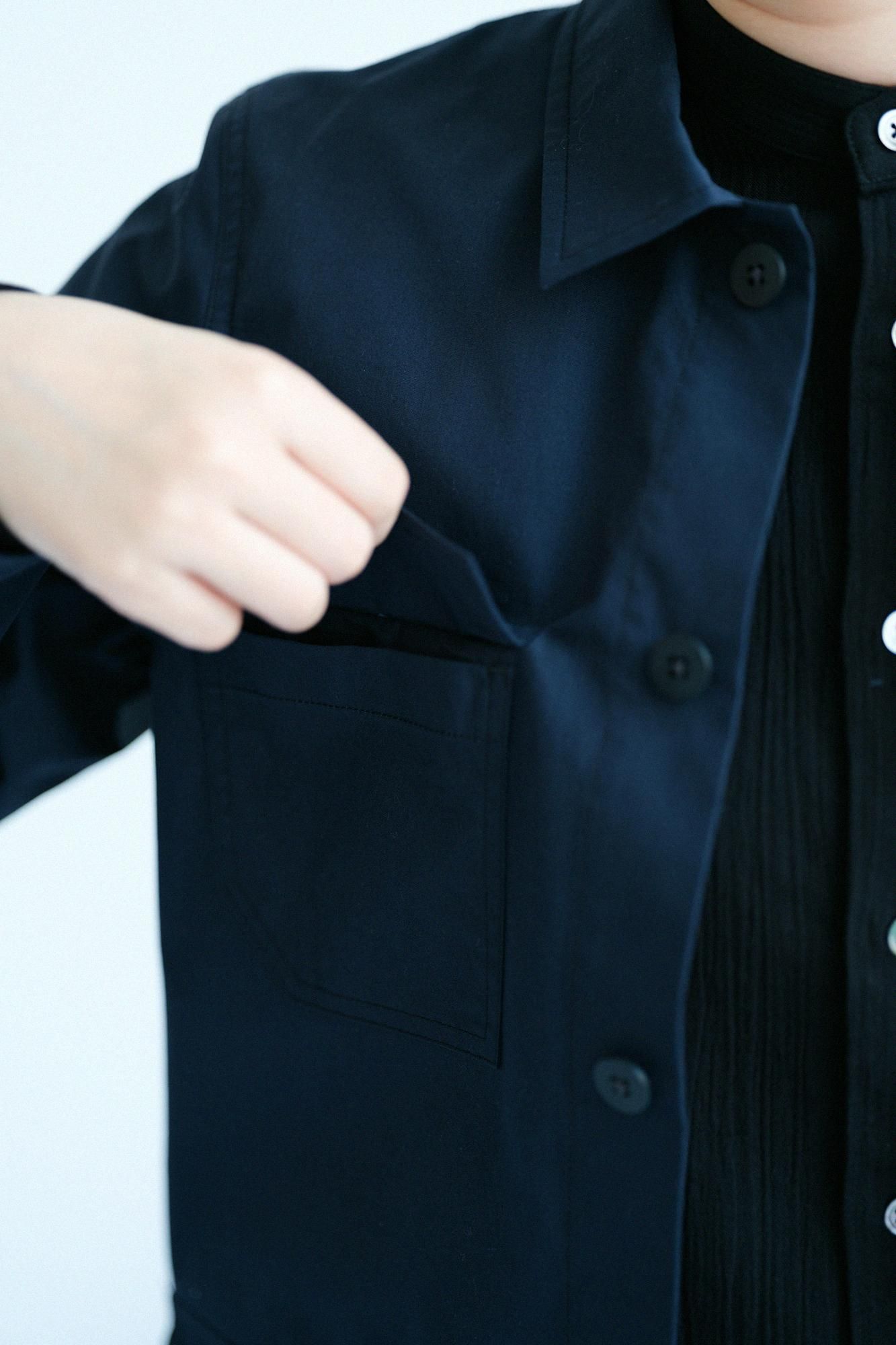 高密度打字机布货物夹克/海军黑色X SO-SU-U