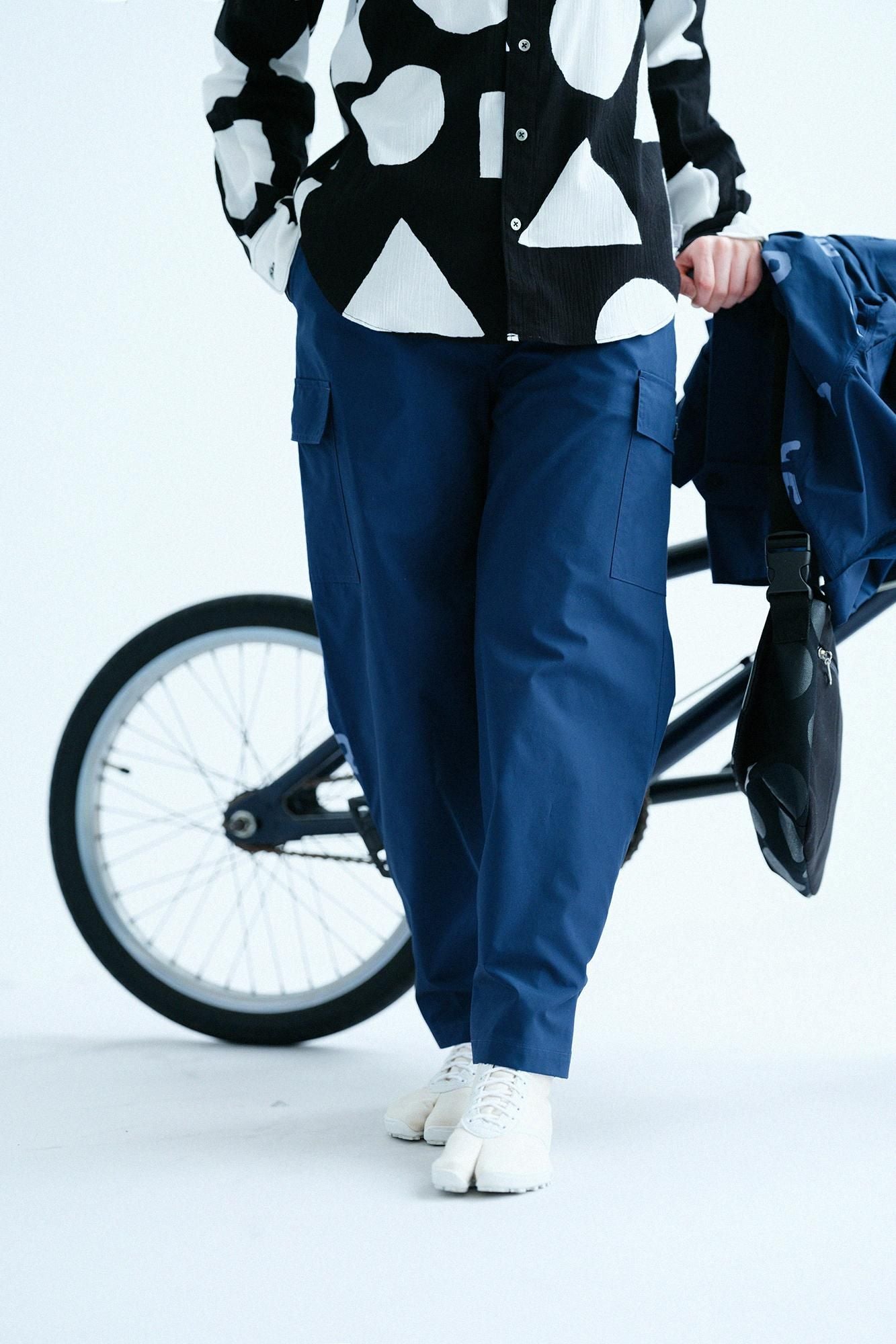 ★Sou様★ Highwaist Typewriter Pants High Density Typewriter Cloth Cargo Pants / Navy x SO-SU-U