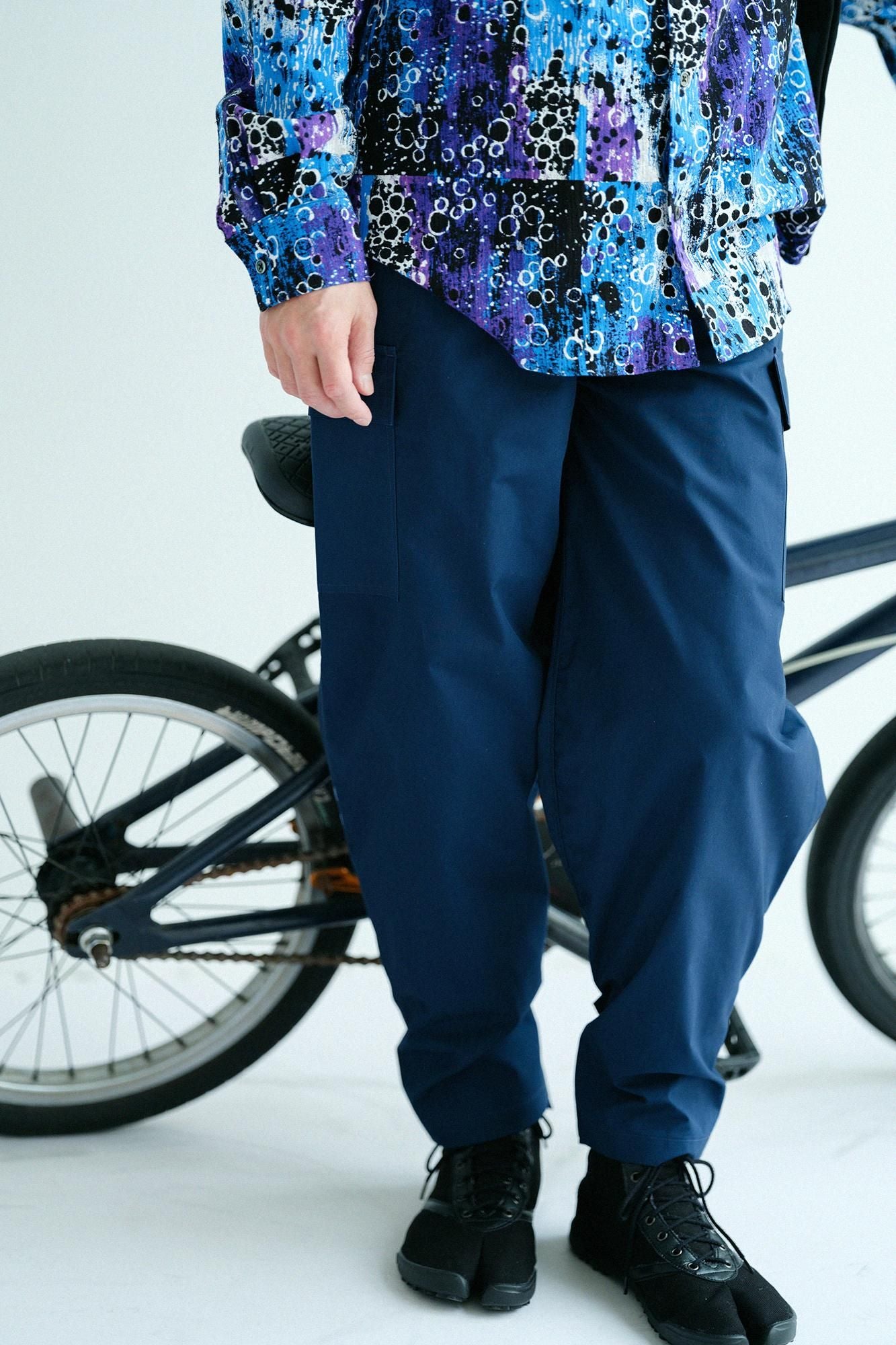 ★Sou様★ Highwaist Typewriter Pants High Density Typewriter Cloth Cargo Pants / Navy x SO-SU-U