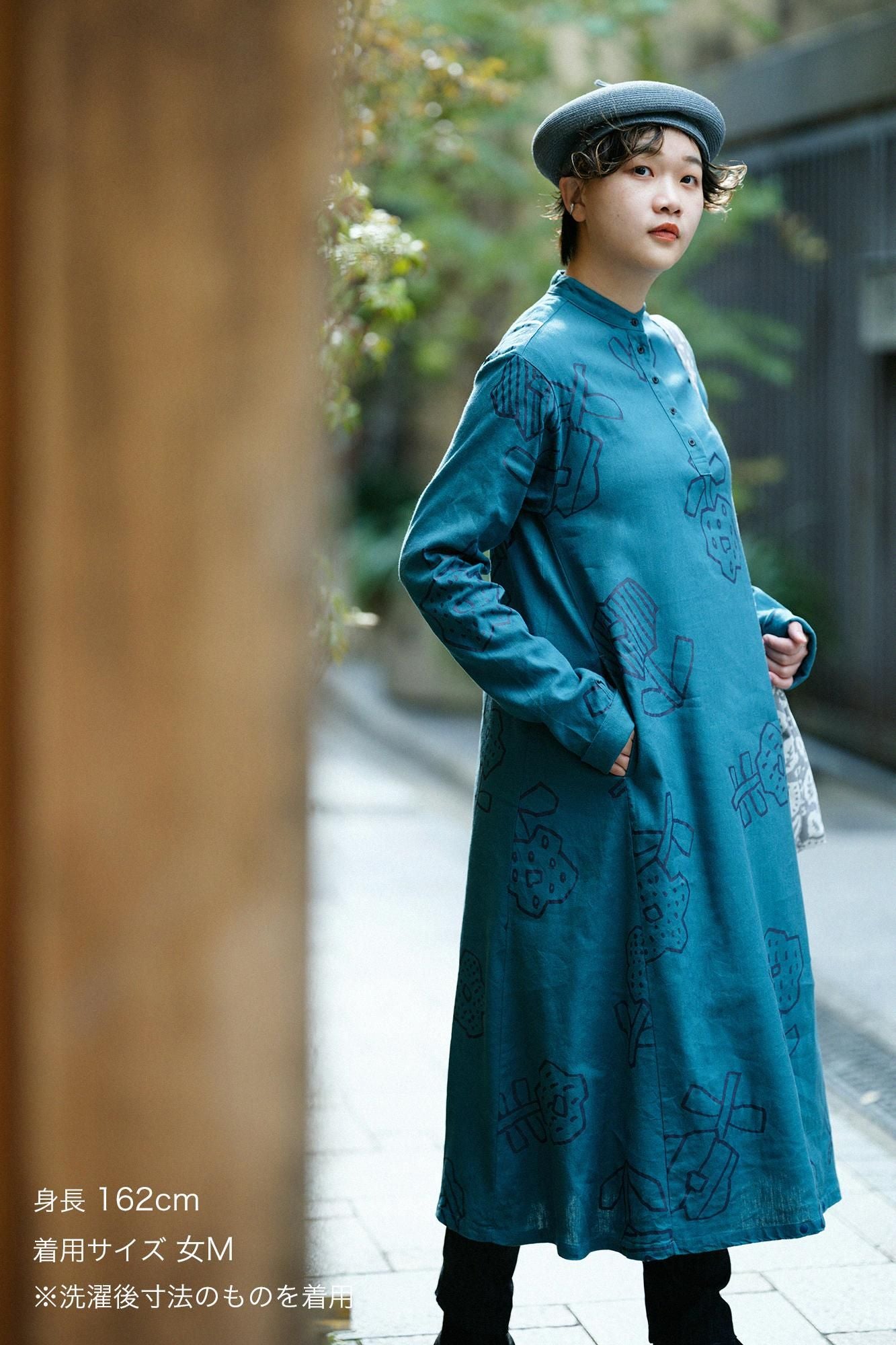 大麻人造丝自行车连衣裙/哈纳纳奇拉西鸭羽毛颜色（Kamono Hirao）